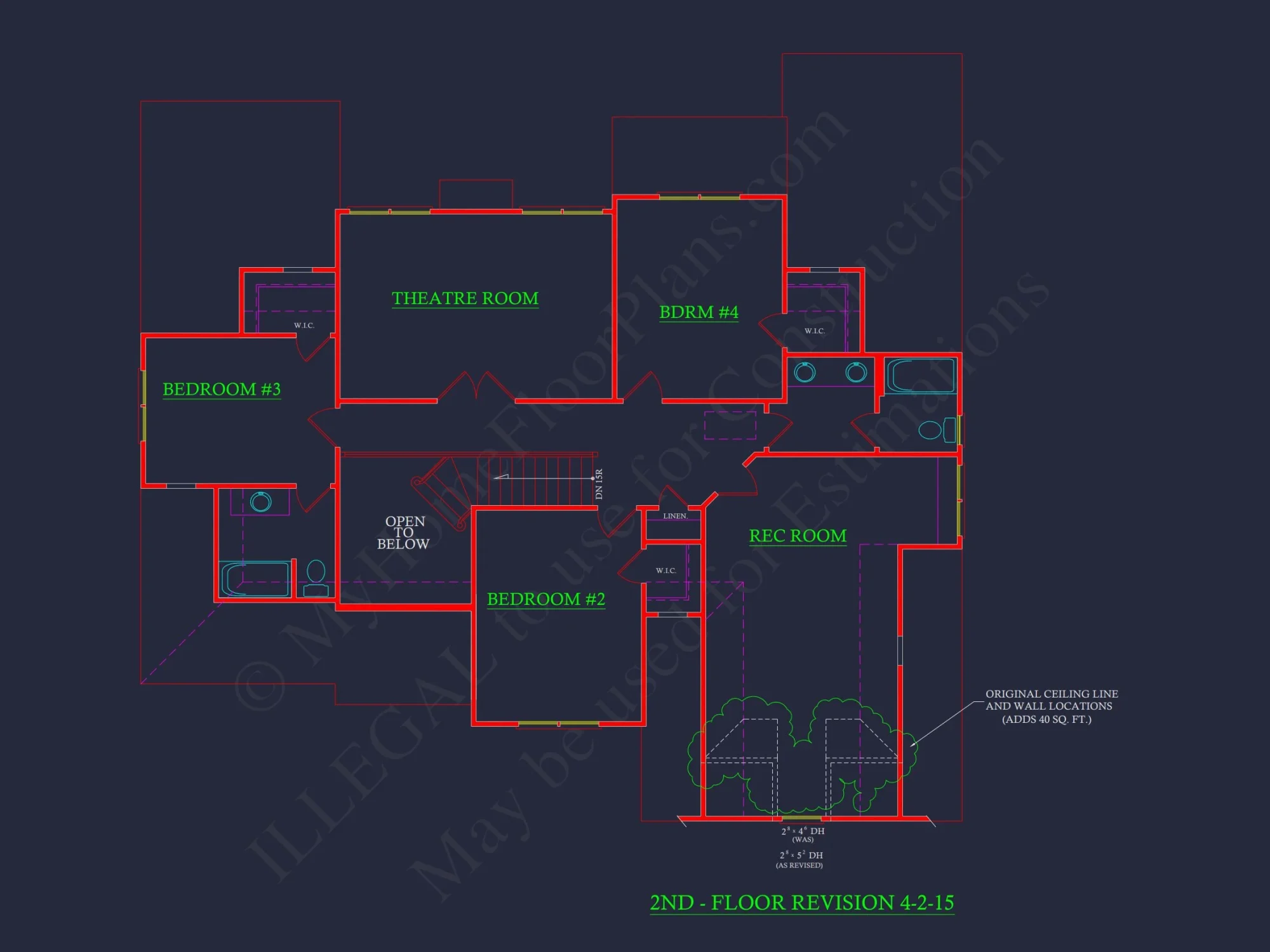 Elegant Traditional house Floor Plan with CAD Blueprints