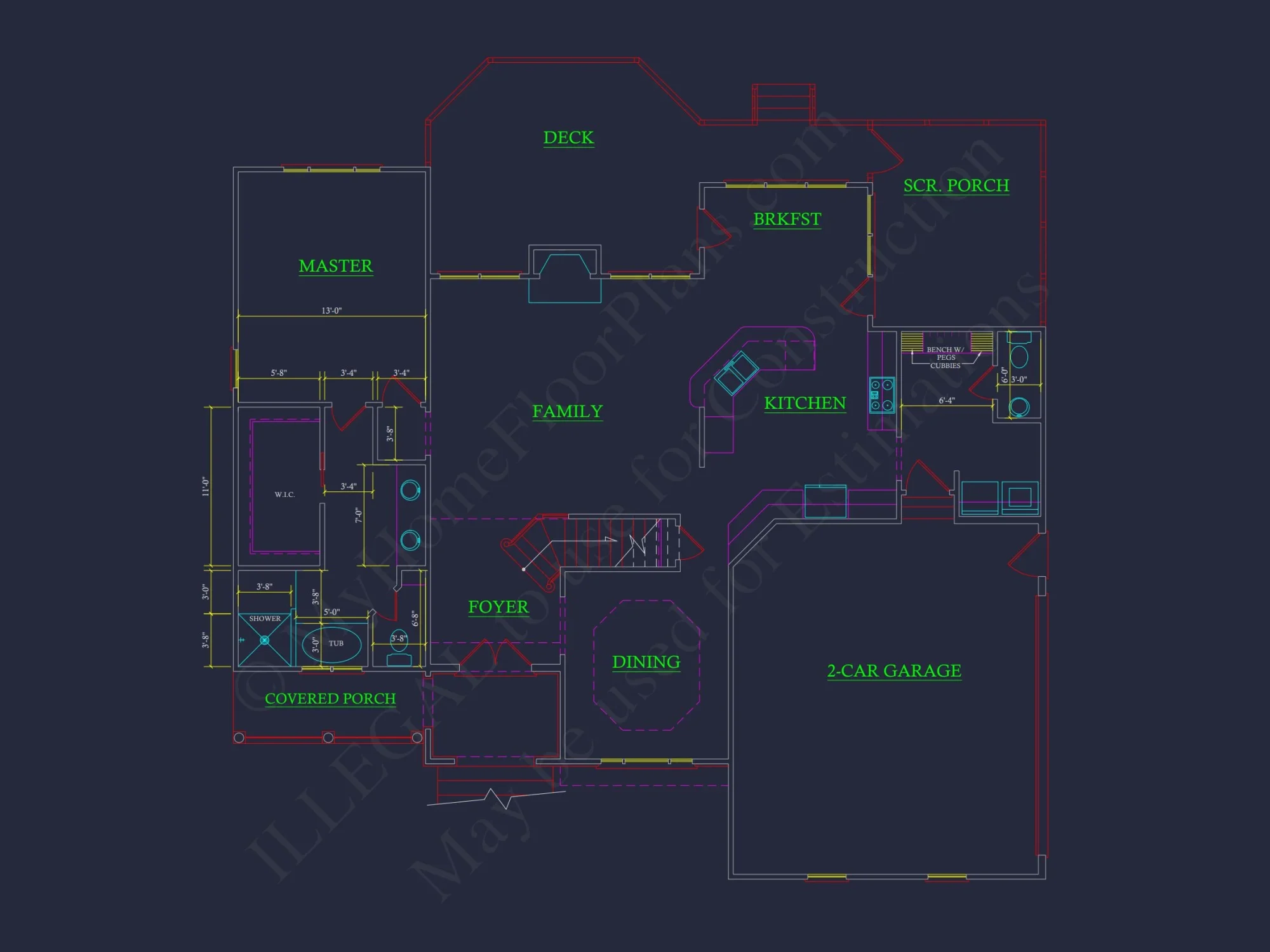 Elegant Traditional house Floor Plan with CAD Blueprints