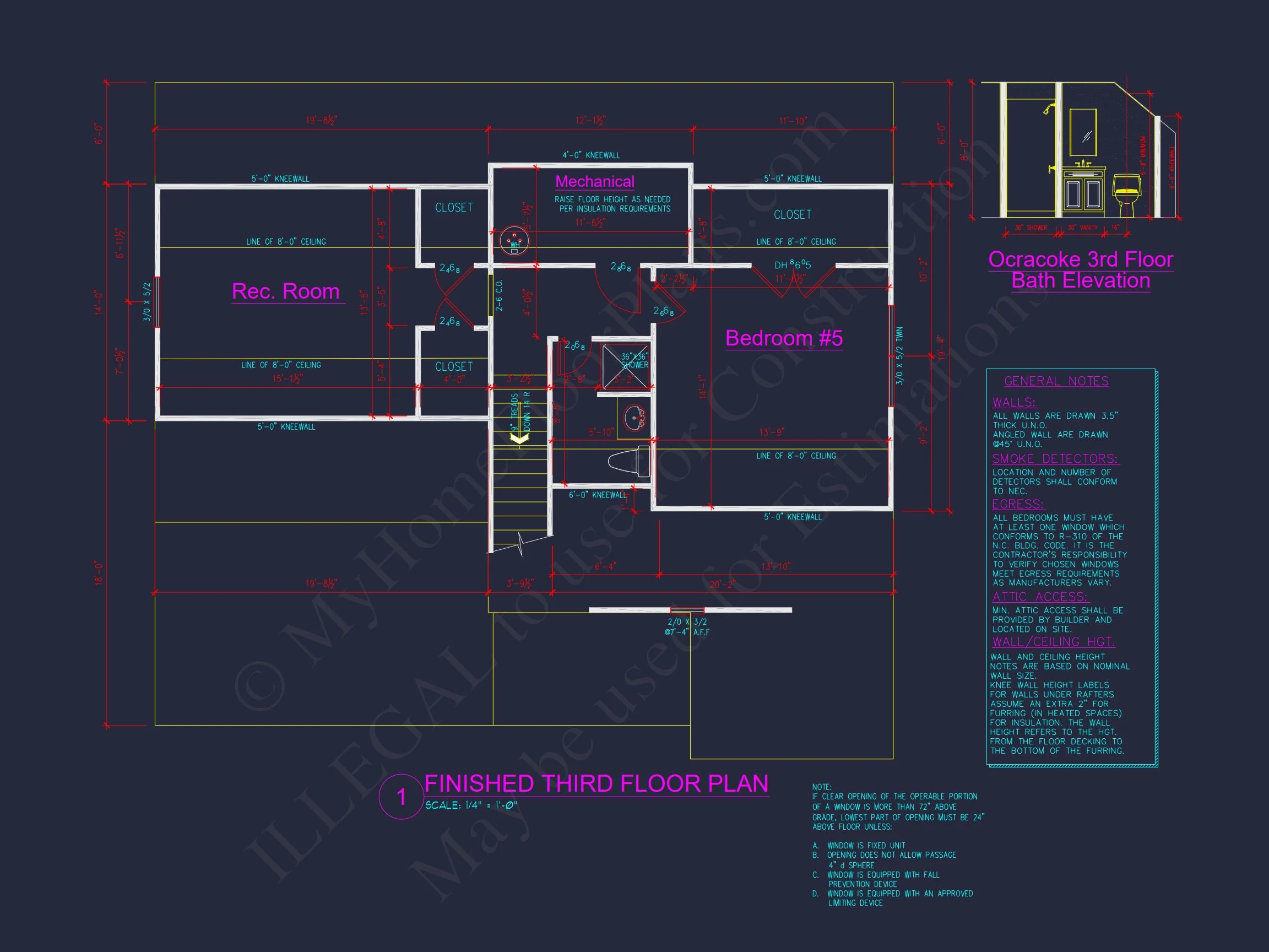 3-Story Modern Craftsman house Floor Plan and Blueprint Design