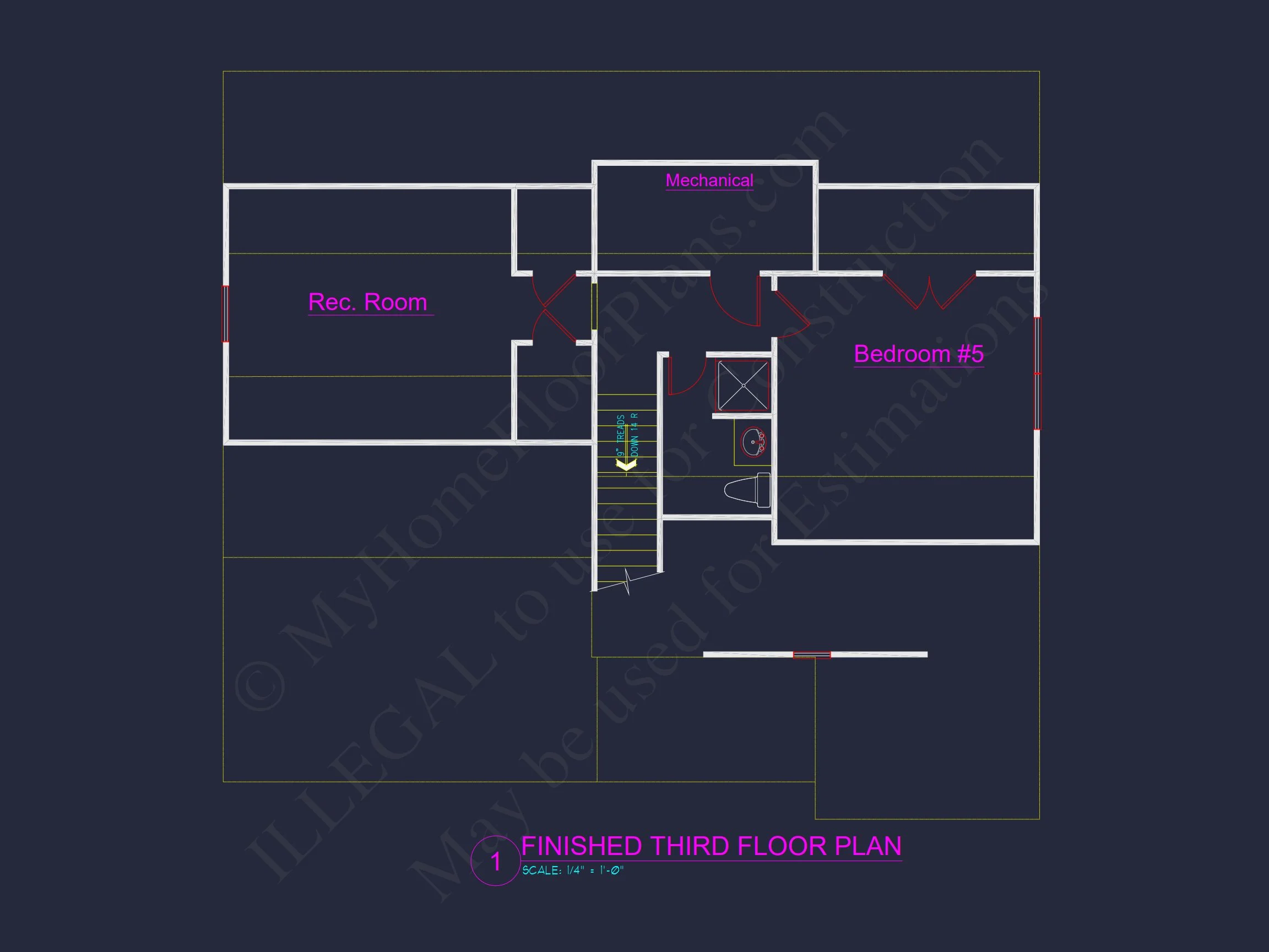 3-Story Modern Craftsman house Floor Plan and Blueprint Design