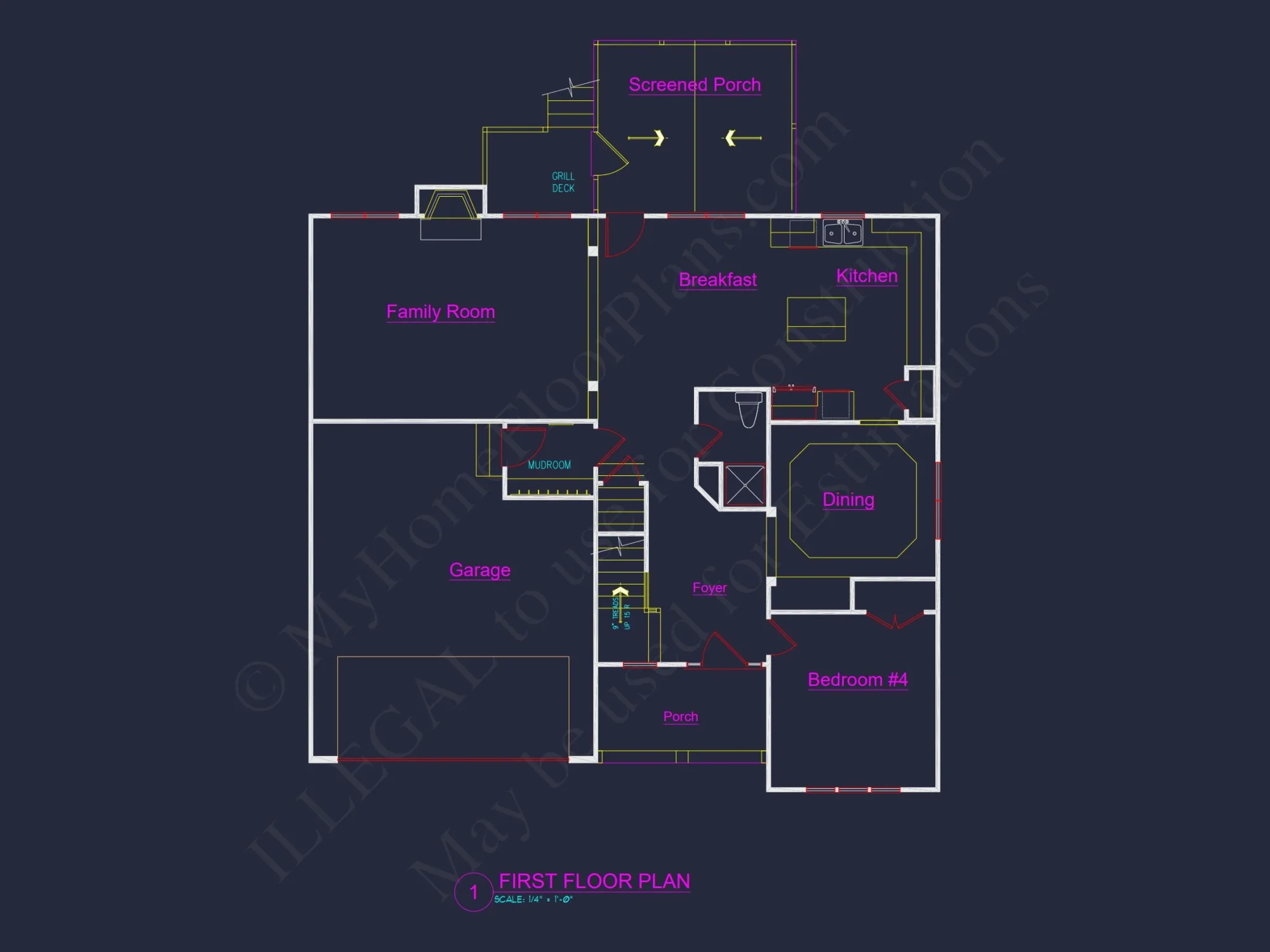 3-Story Modern Craftsman house Floor Plan and Blueprint Design