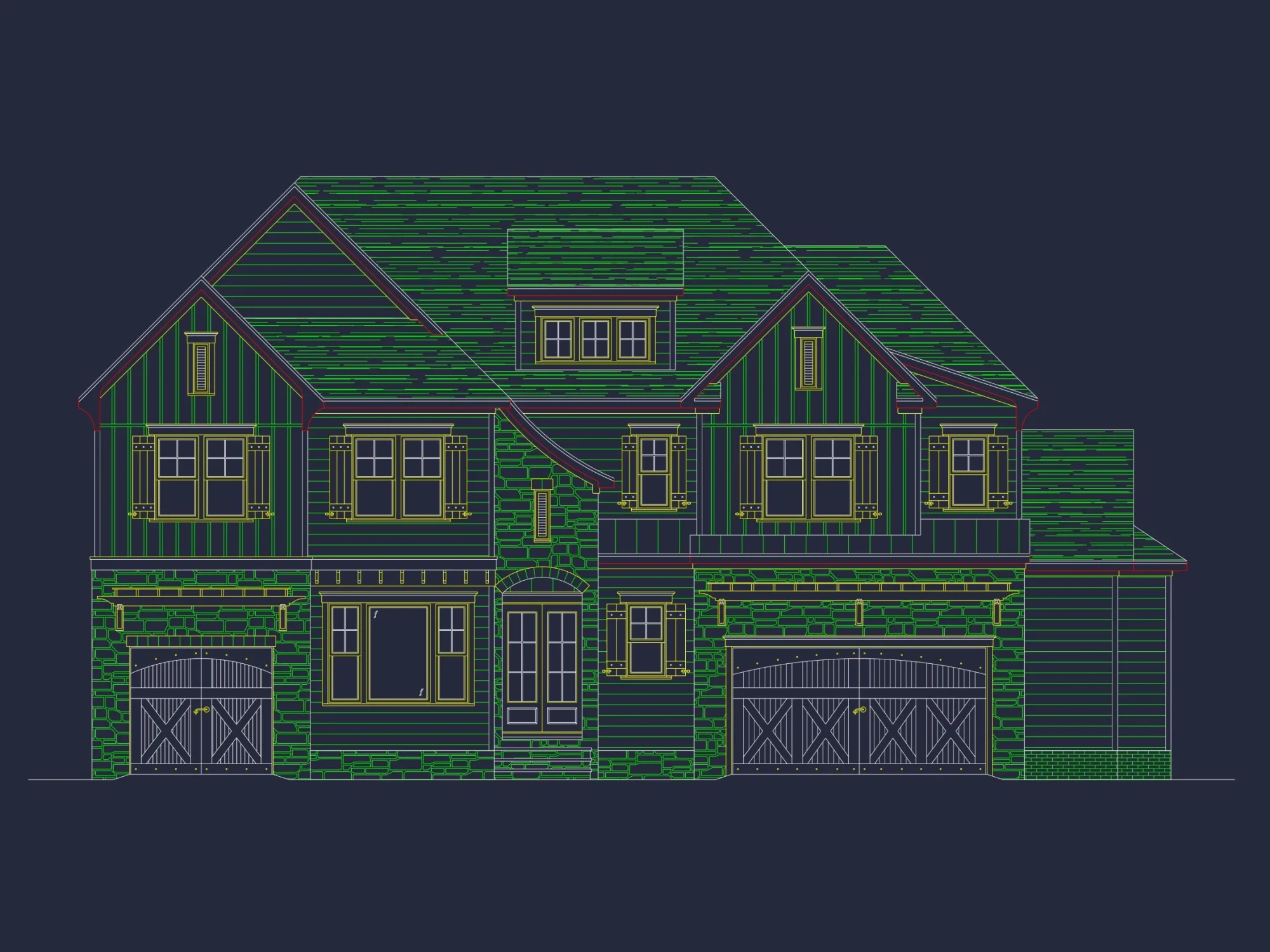 Modern Craftsman house Plan with 2-Story Split Garage Layout