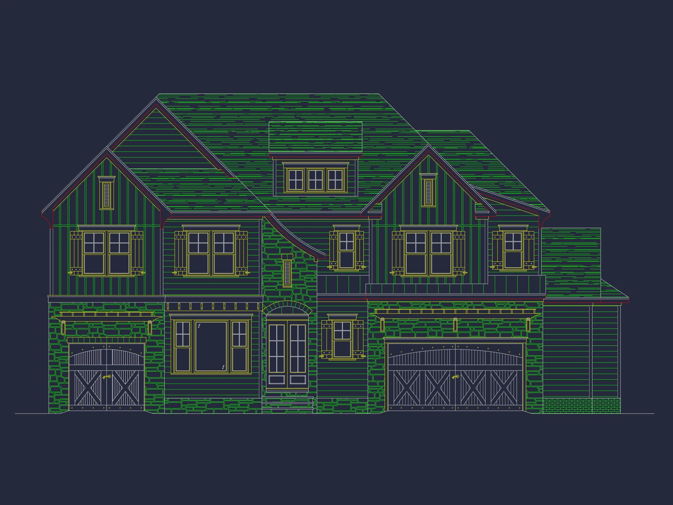 Modern Craftsman house Plan with 2-Story Split Garage Layout