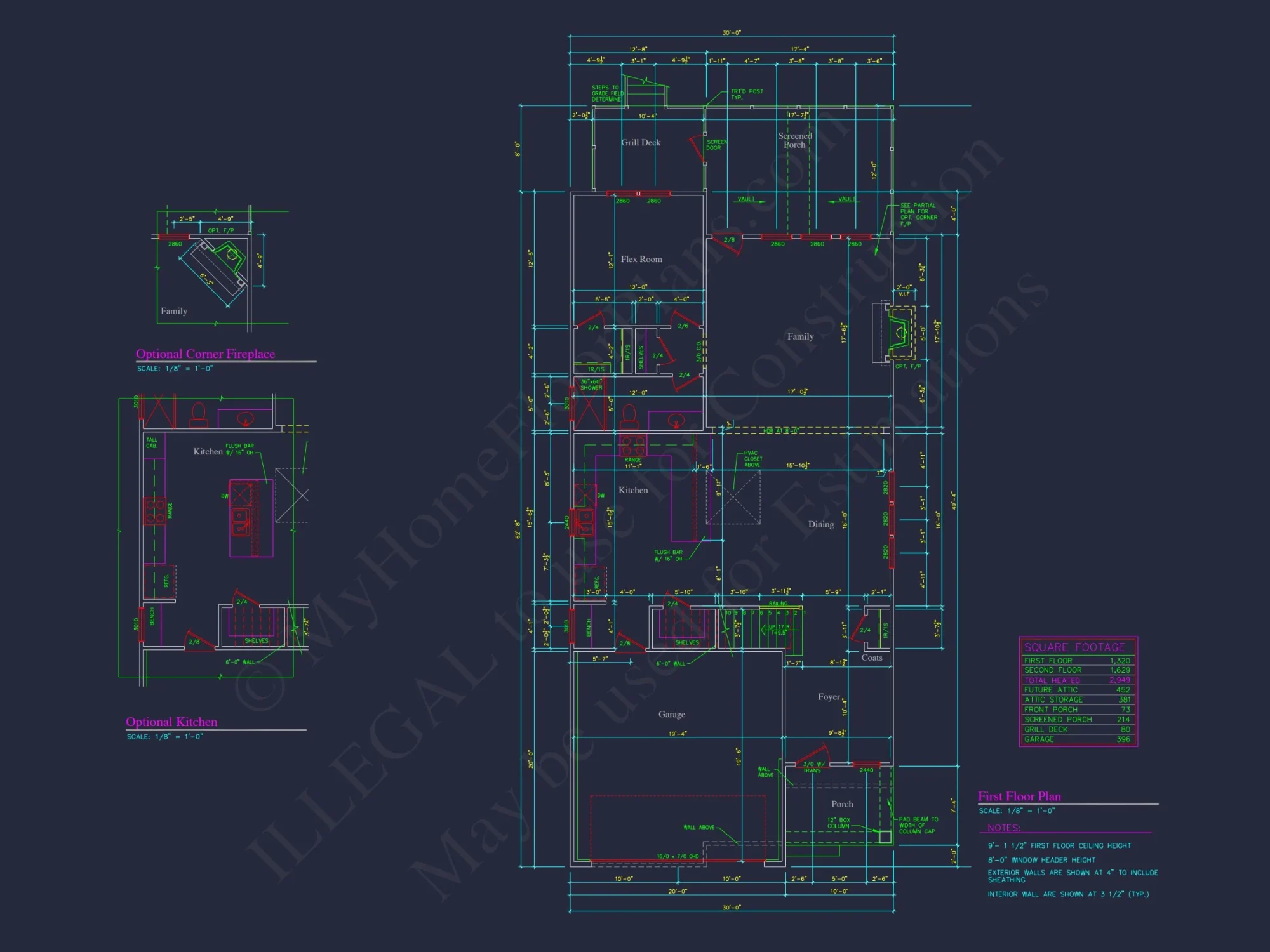 Traditional 2-Story house Plan with CAD Floor Designs & Features