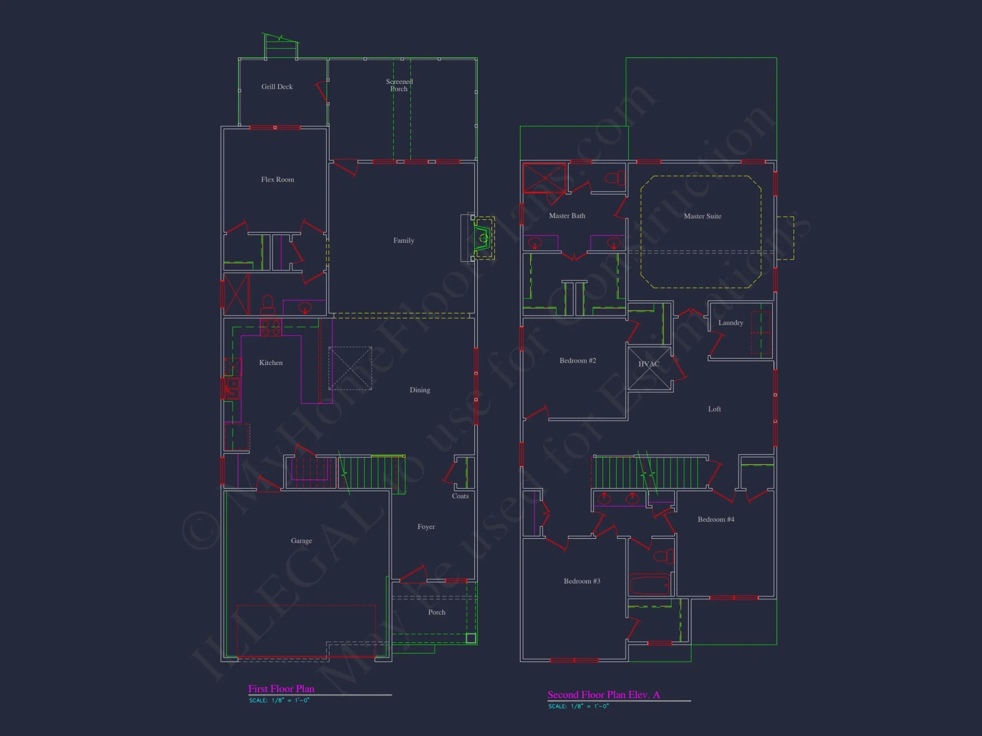 Traditional 2-Story house Plan with CAD Floor Designs & Features