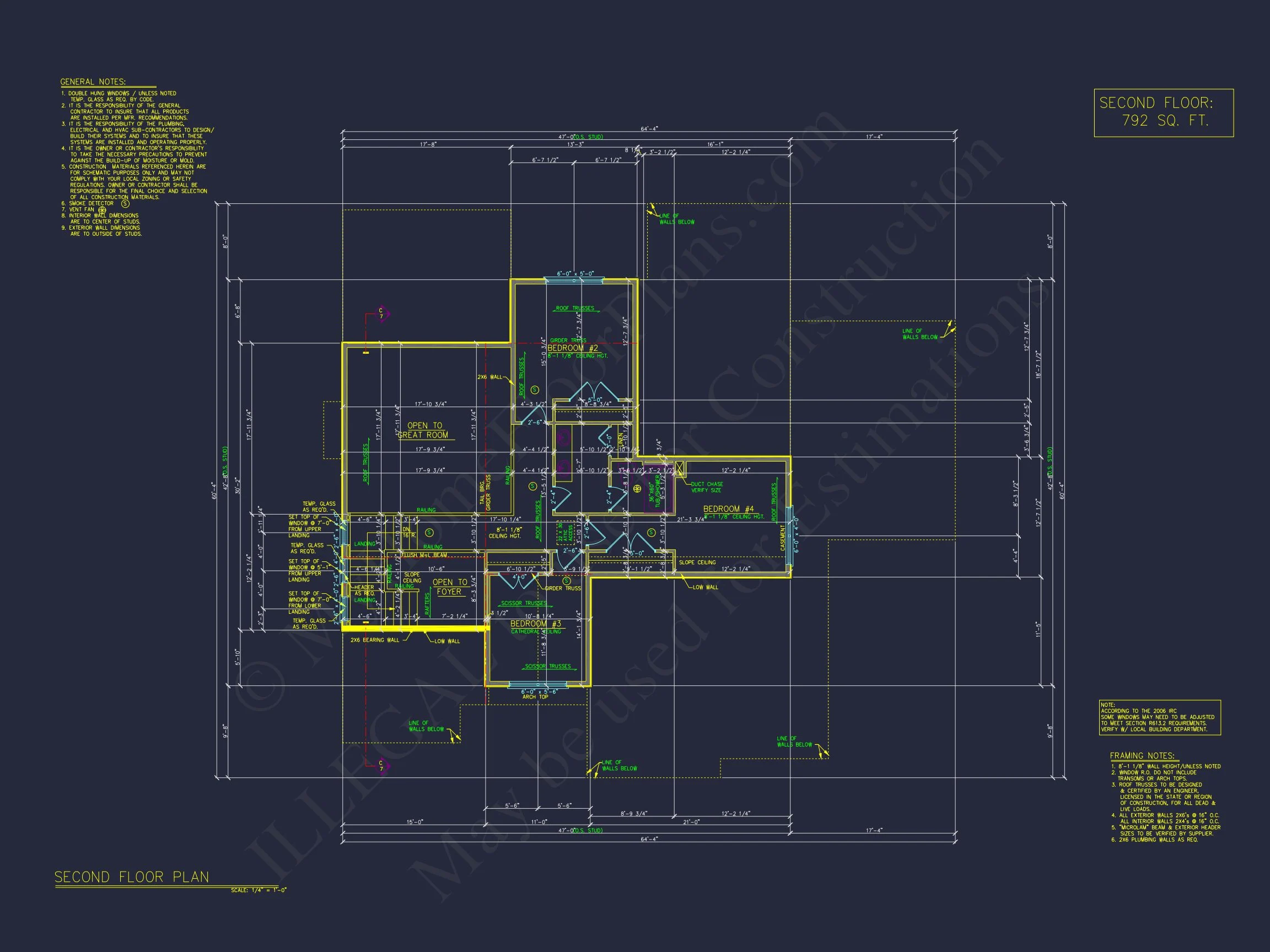 14-2170 HOUSE PLAN - House Plan: 2-Story Craftsman Floor Plan with 4 Bedrooms and CAD Designs 13 house Plan: 2-Story Craftsman Floor Plan with 4 Bedrooms and CAD Designs