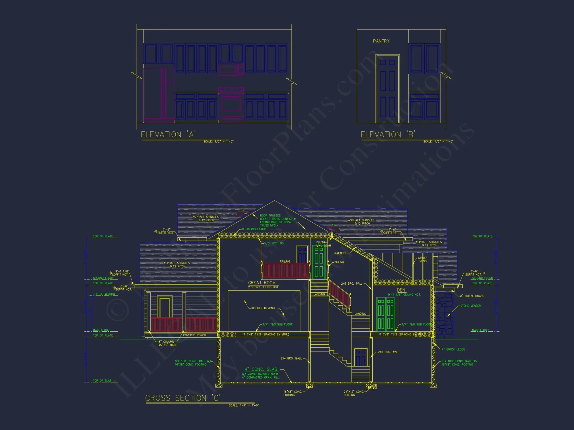 house Plan: 2-Story Craftsman Floor Plan with 4 Bedrooms and CAD Designs