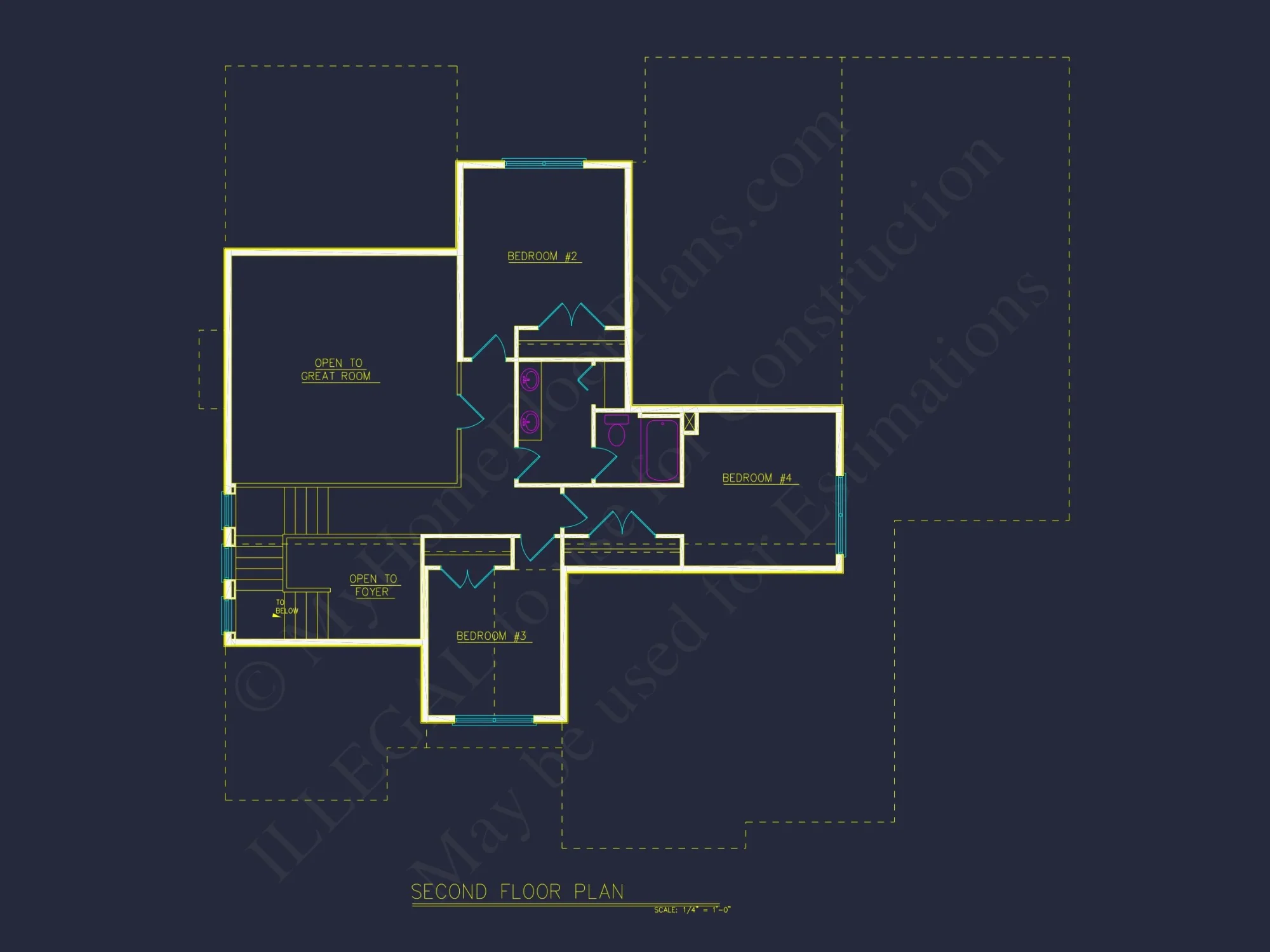 house Plan: 2-Story Craftsman Floor Plan with 4 Bedrooms and CAD Designs