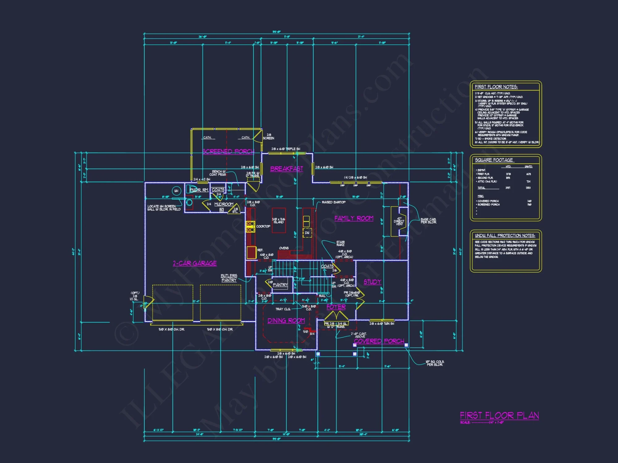 Elegant house Plan with Open Floor Plan, CAD & Blueprint Designs