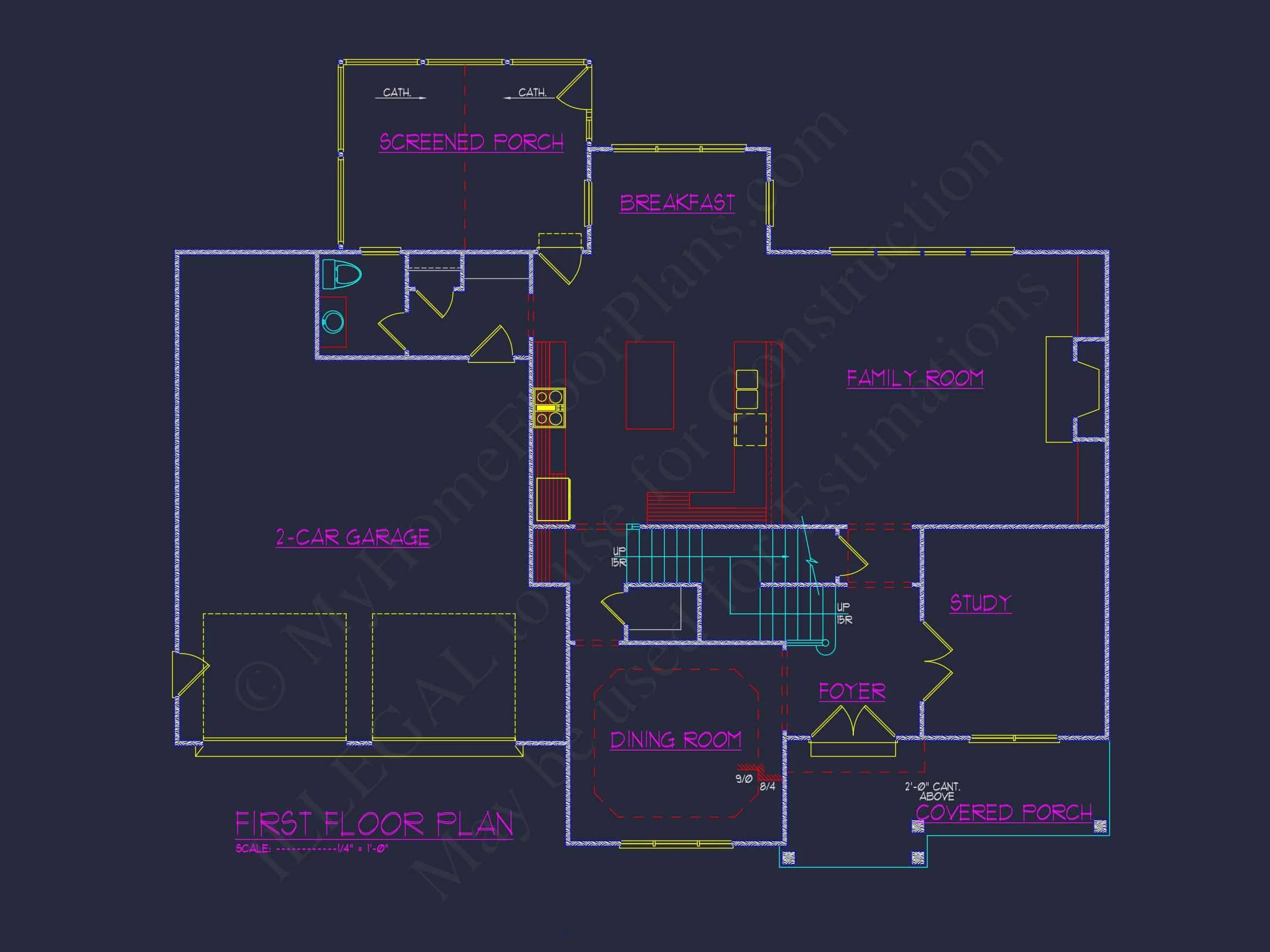 Elegant house Plan with Open Floor Plan, CAD & Blueprint Designs