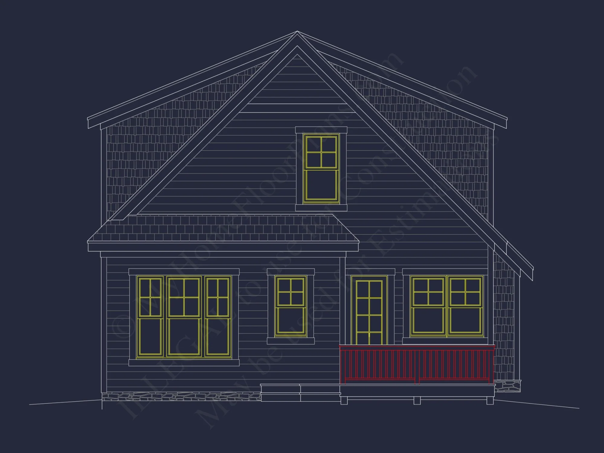house Floor Plan Design: 2-Story Craftsman Blueprint with CAD