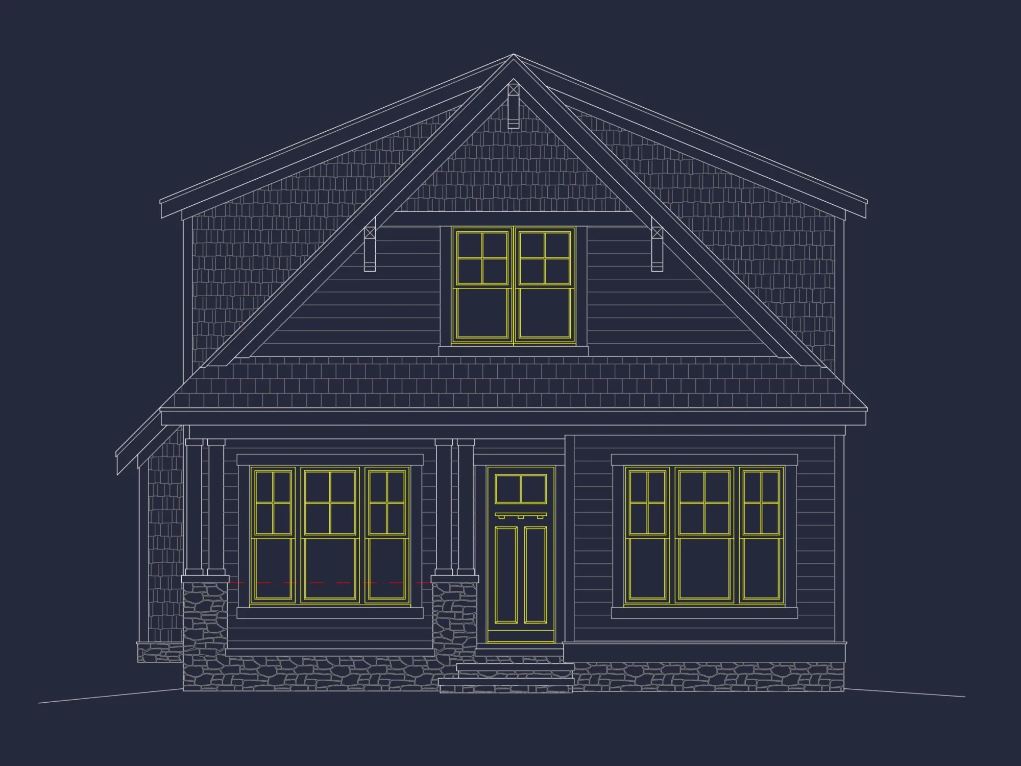house Floor Plan Design: 2-Story Craftsman Blueprint with CAD