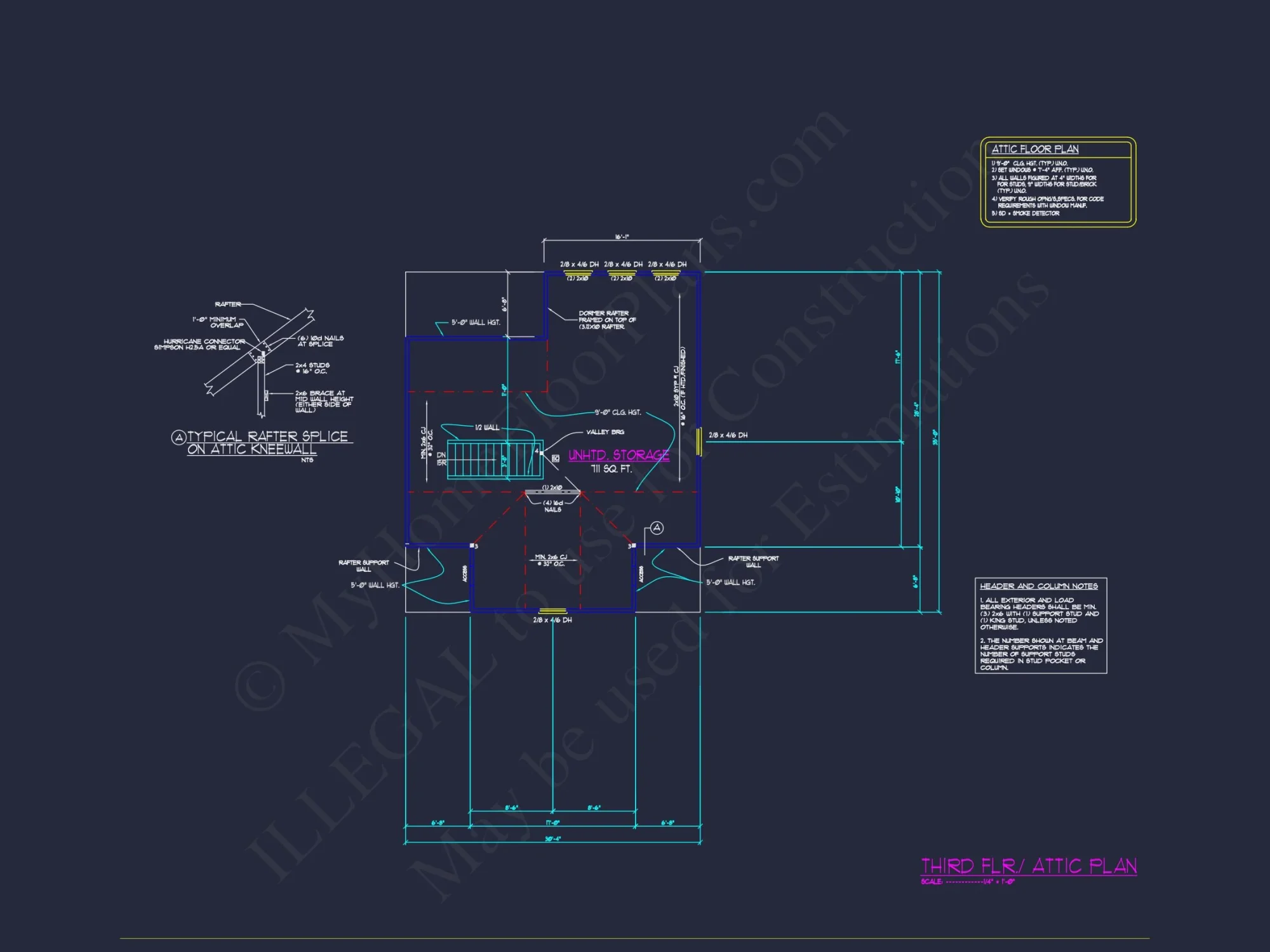 "Traditional Craftsman house plan with 2.5 floors and a garage, design number 71"