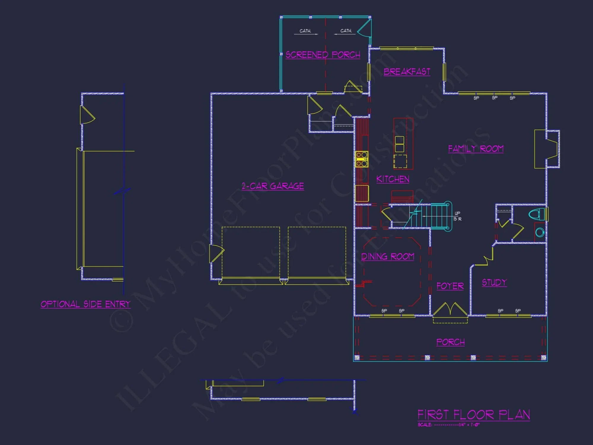 "Traditional Craftsman style house with 2.5 floors and a garage in a detailed architectural plan"