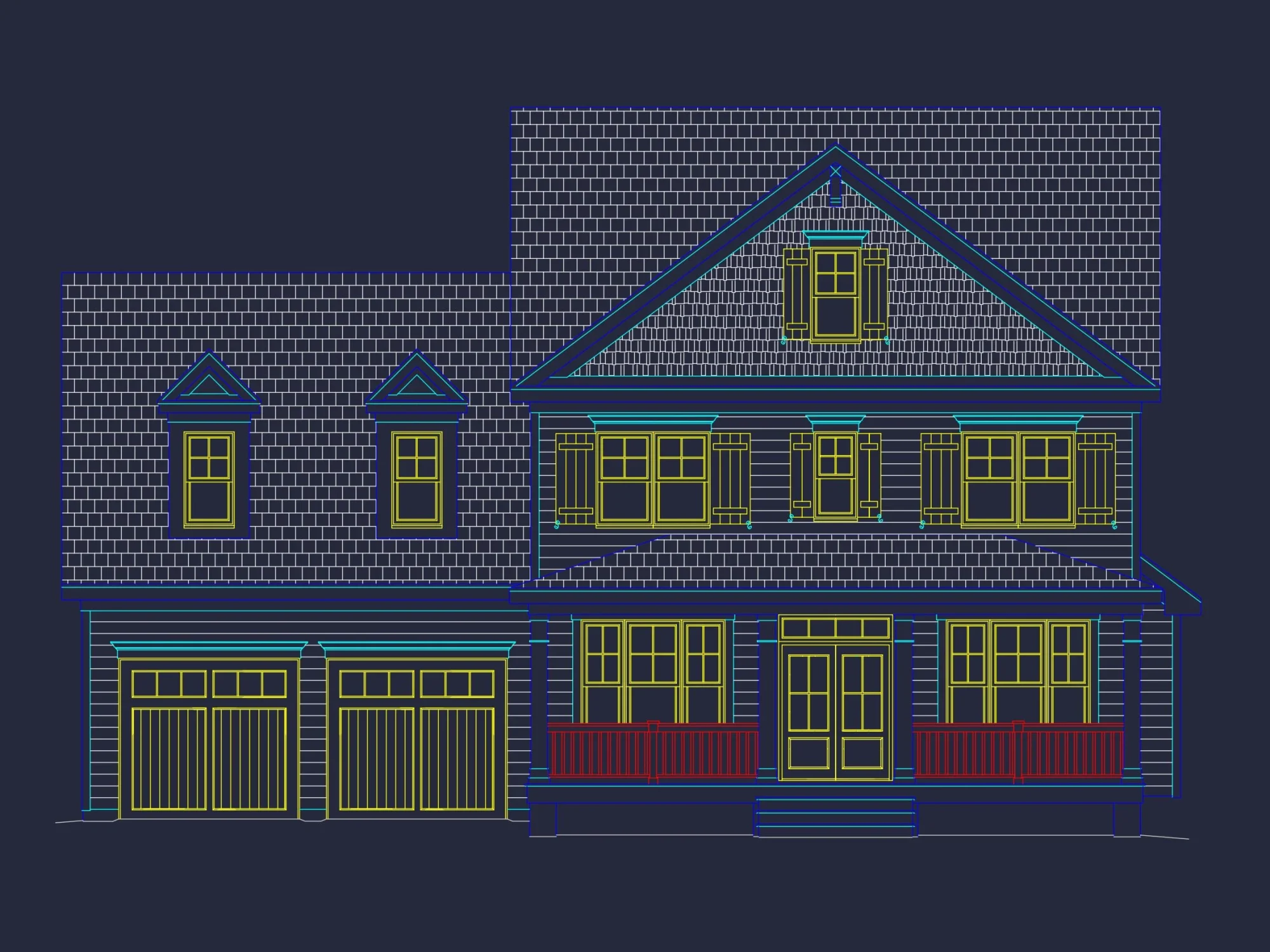 "Traditional craftsman house plan showcasing 2.5 floors with a garage"