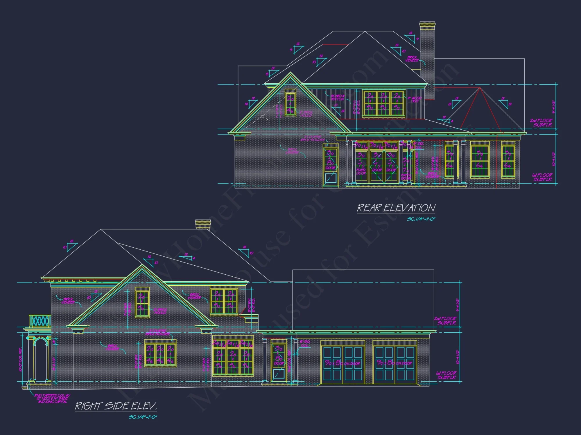 French Country house Blueprint - Architectural Designs & CAD Plan