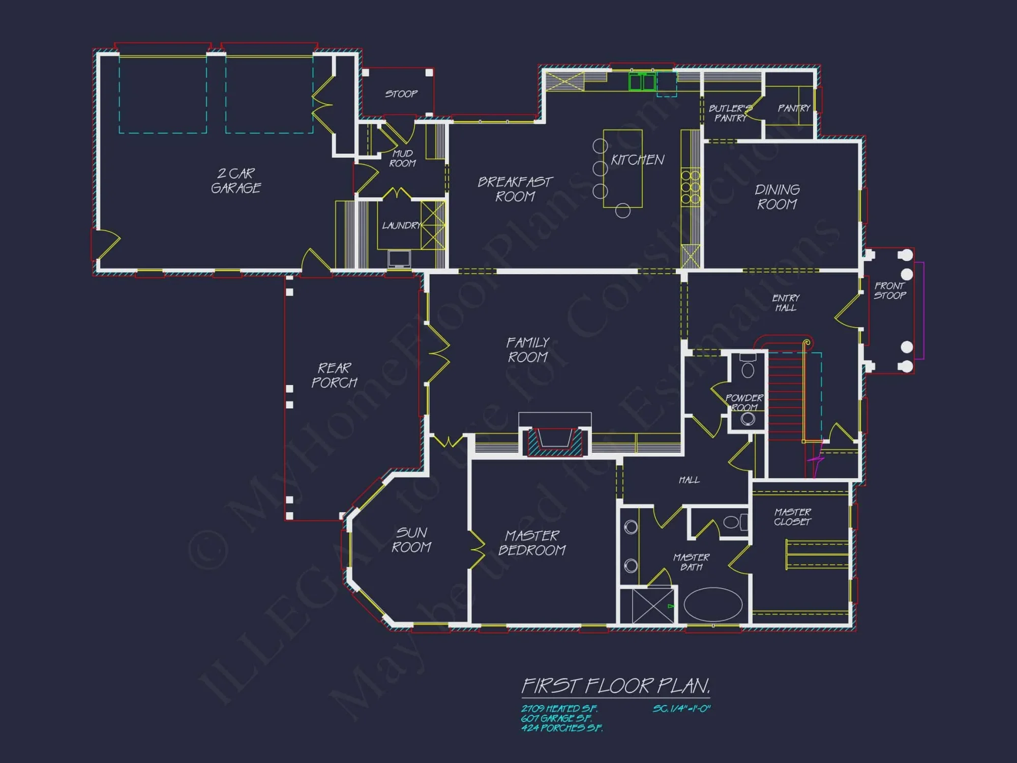 French Country house Blueprint - Architectural Designs & CAD Plan