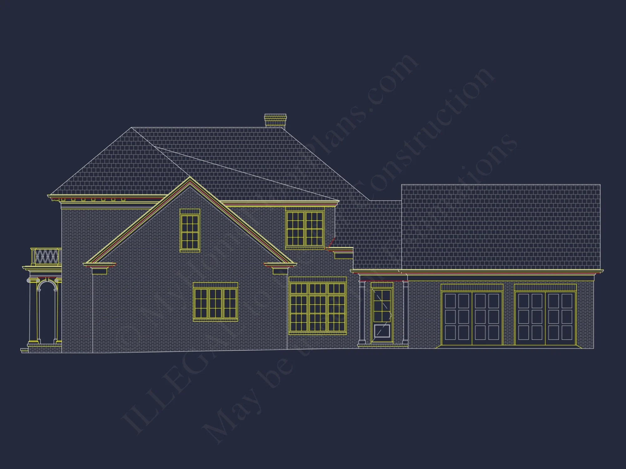 French Country house Blueprint - Architectural Designs & CAD Plan