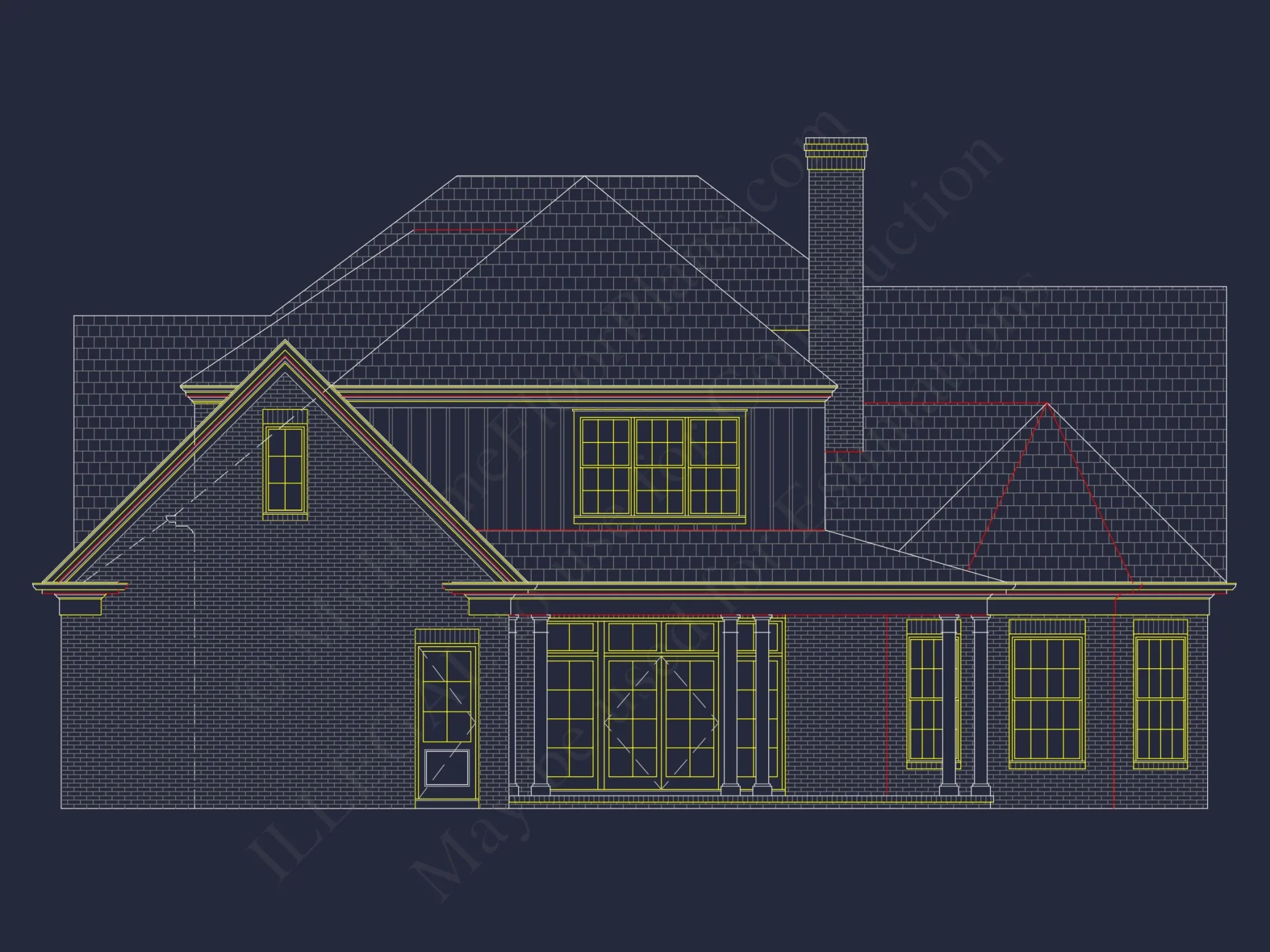 French Country house Blueprint - Architectural Designs & CAD Plan