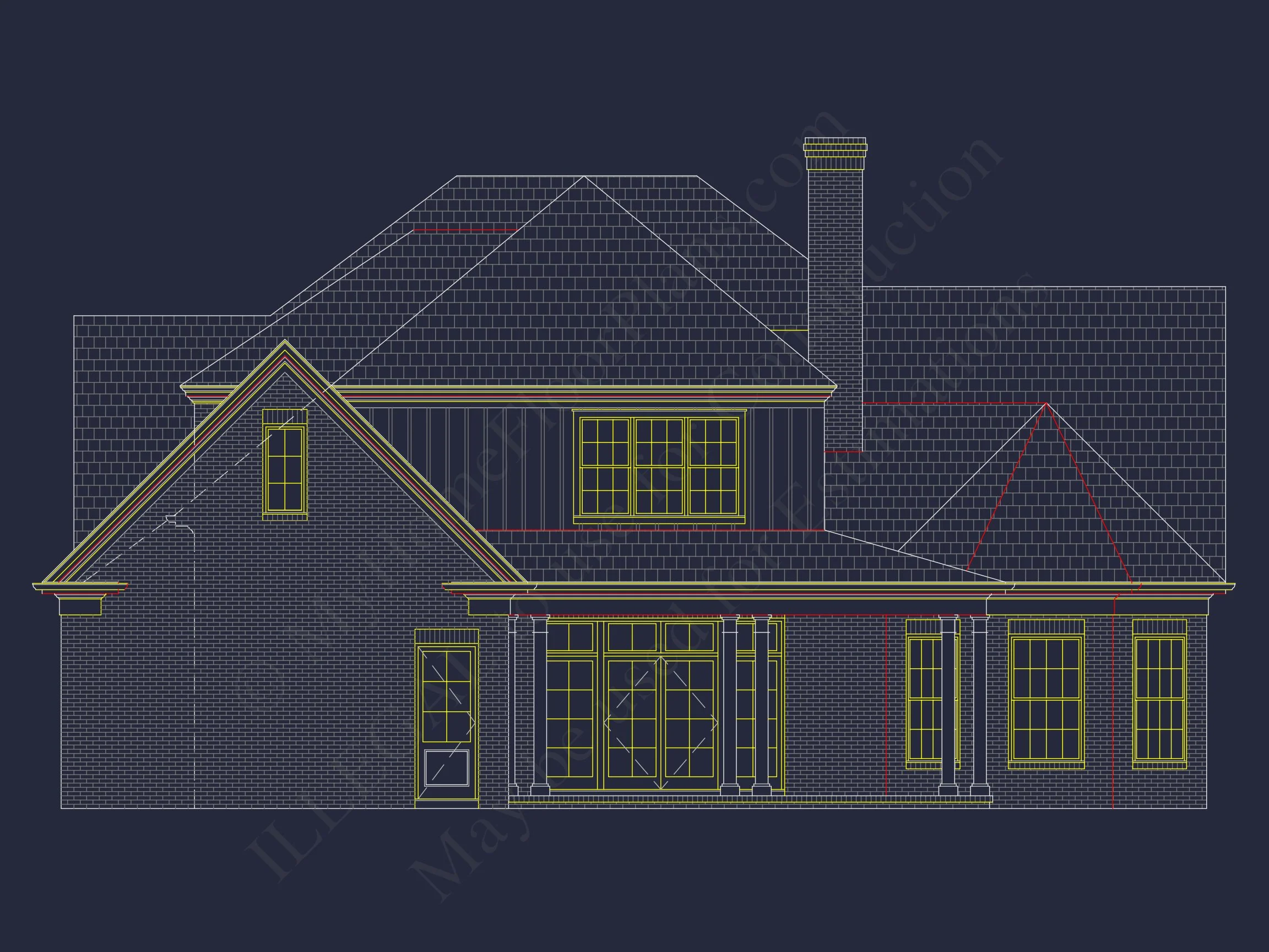 French Country house Blueprint - Architectural Designs & CAD Plan