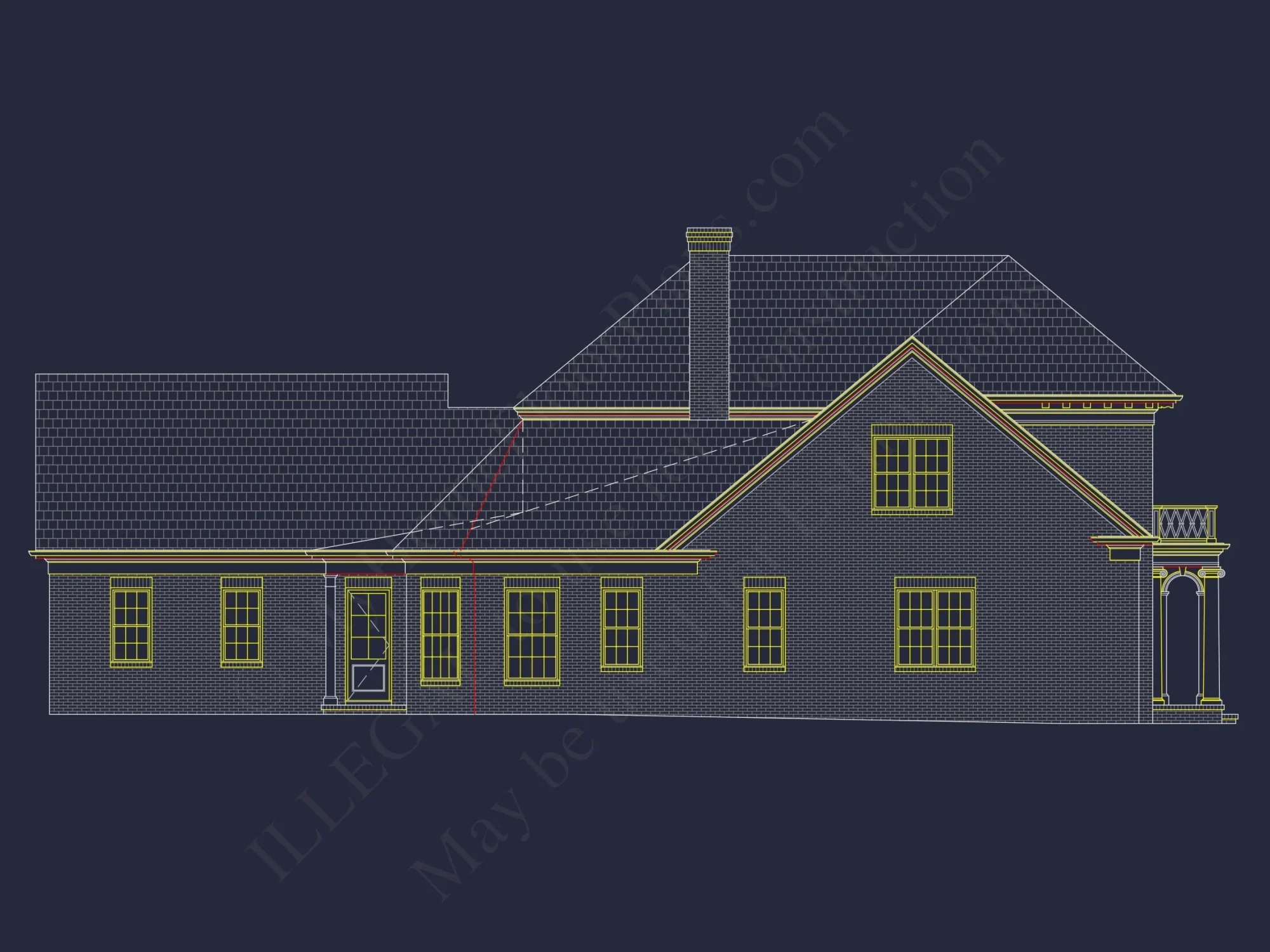 French Country house Blueprint - Architectural Designs & CAD Plan