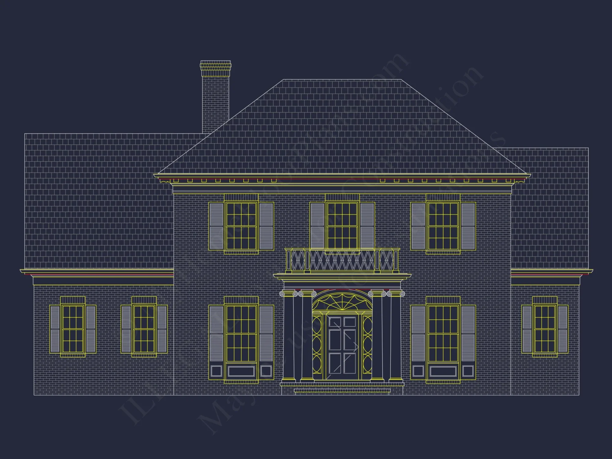 French Country house Blueprint - Architectural Designs & CAD Plan