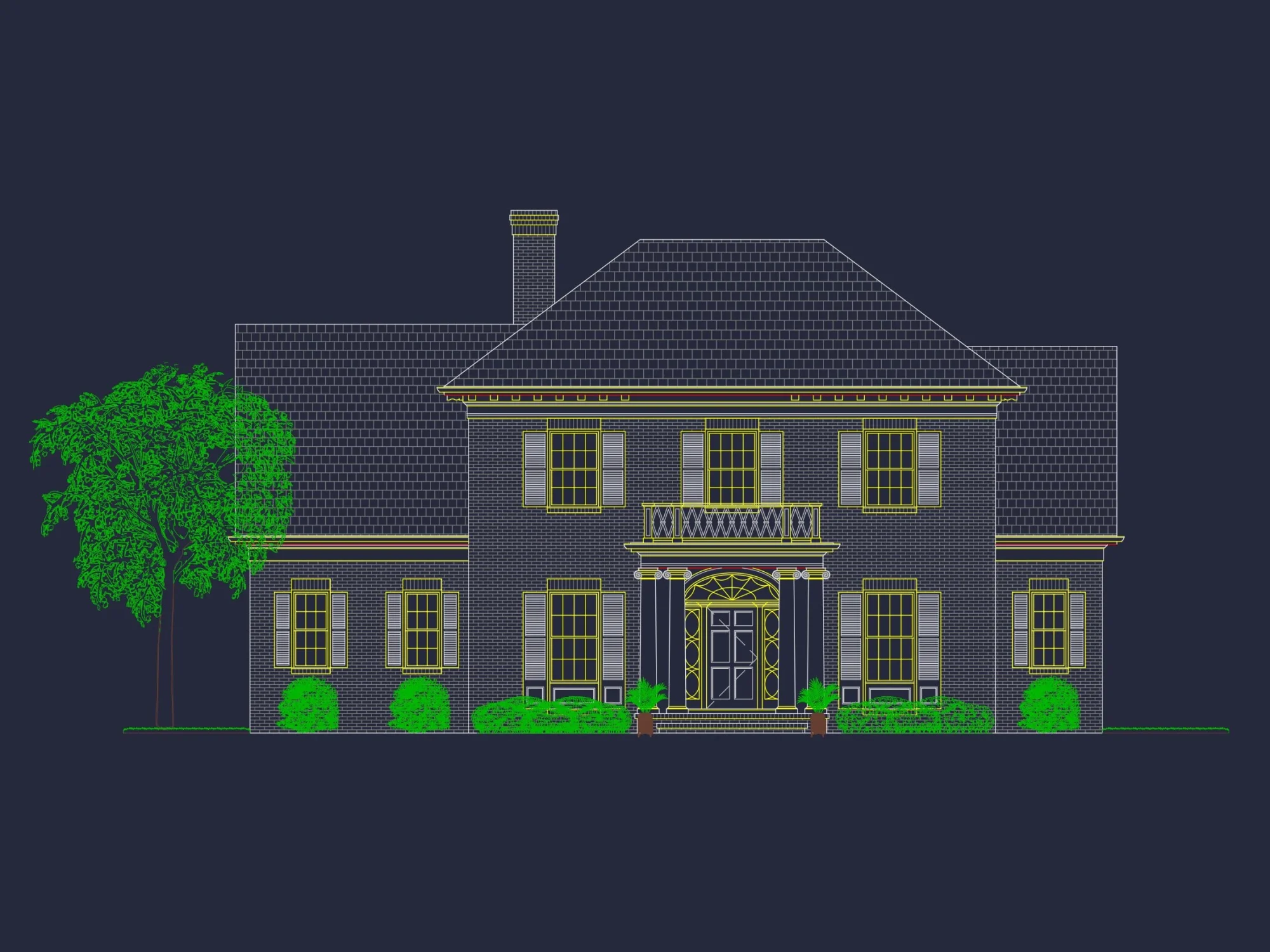 French Country house Blueprint - Architectural Designs & CAD Plan