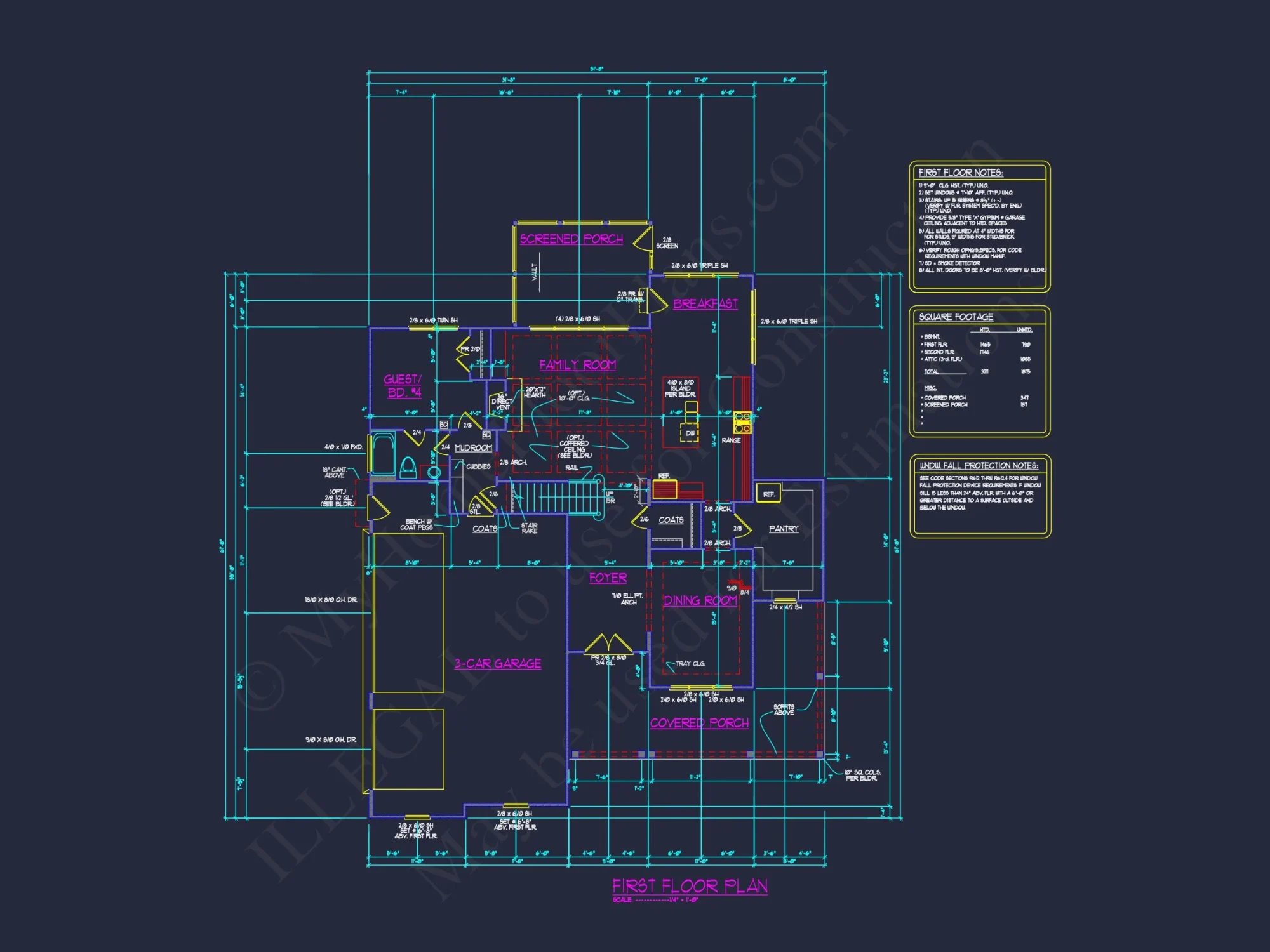 house Plan Blueprint with Spacious Layout, CAD Design & Features