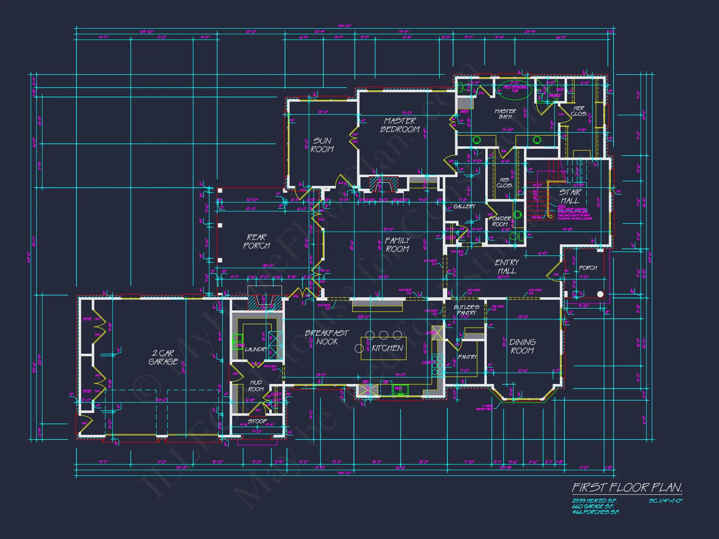 Stunning house Plan Design with Architectural CAD Blueprint