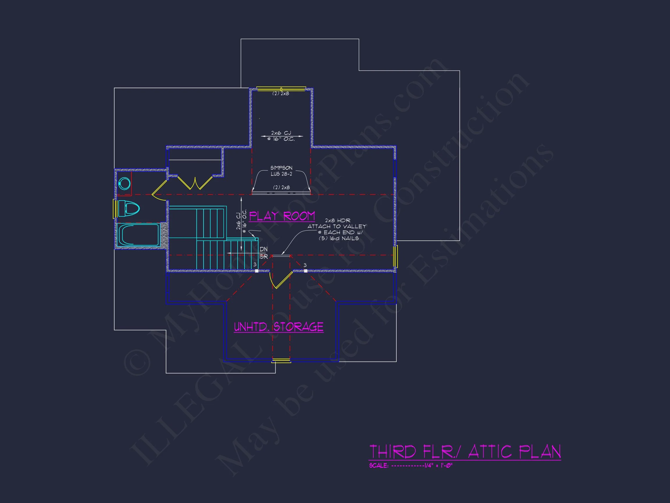 Modern 3-Story Craftsman house Plan with CAD Blueprints