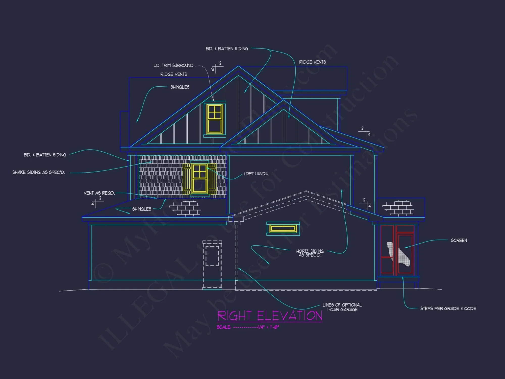 Modern 3-Story Craftsman house Plan with CAD Blueprints