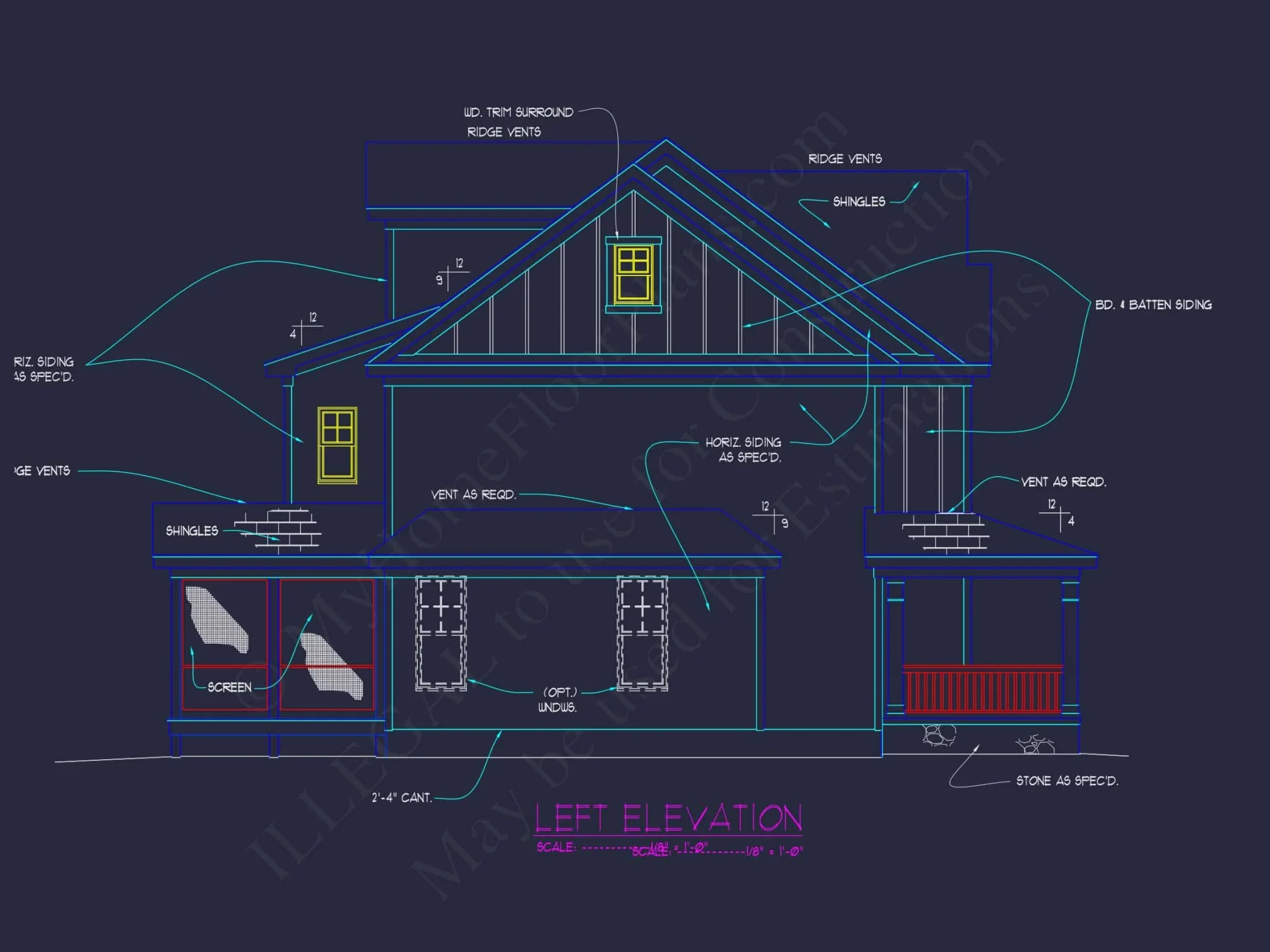 Modern 3-Story Craftsman house Plan with CAD Blueprints