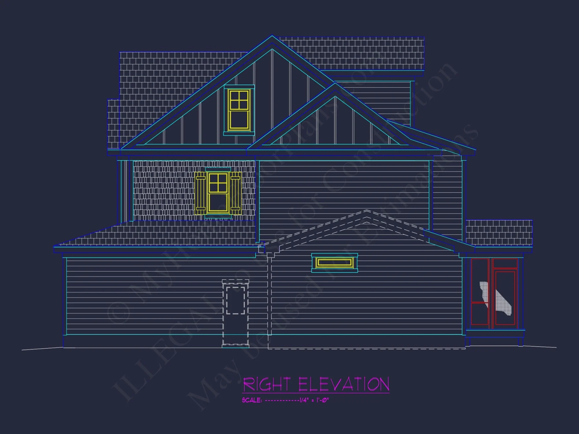 Modern 3-Story Craftsman house Plan with CAD Blueprints