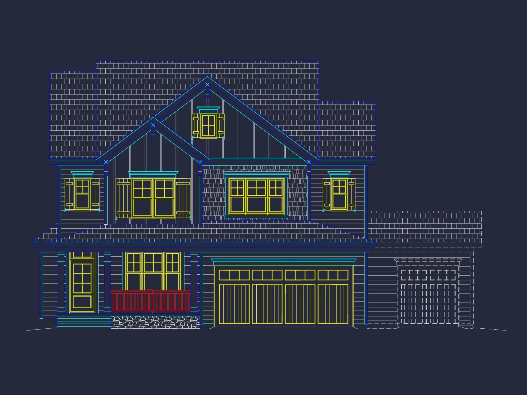 Modern 3-Story Craftsman house Plan with CAD Blueprints