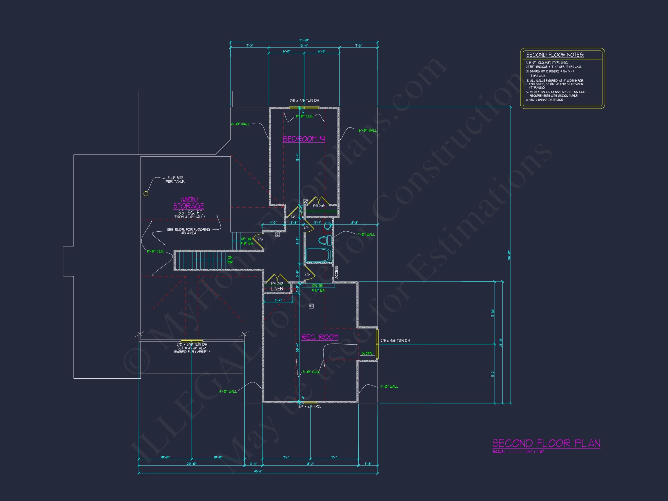 Modern Suburban house Blueprint: 4-Bedroom Floor Plan Designs