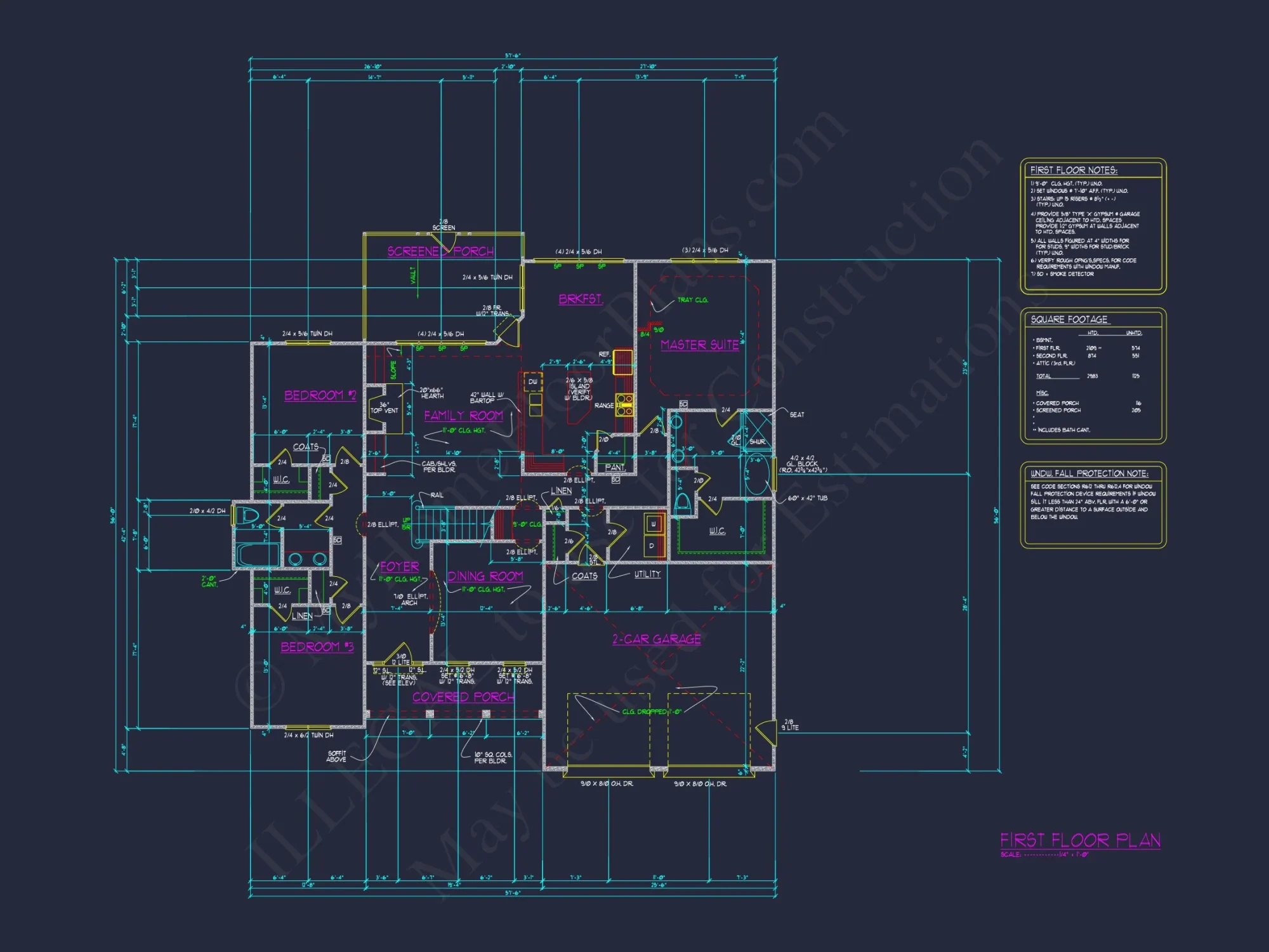 Modern Suburban house Blueprint: 4-Bedroom Floor Plan Designs