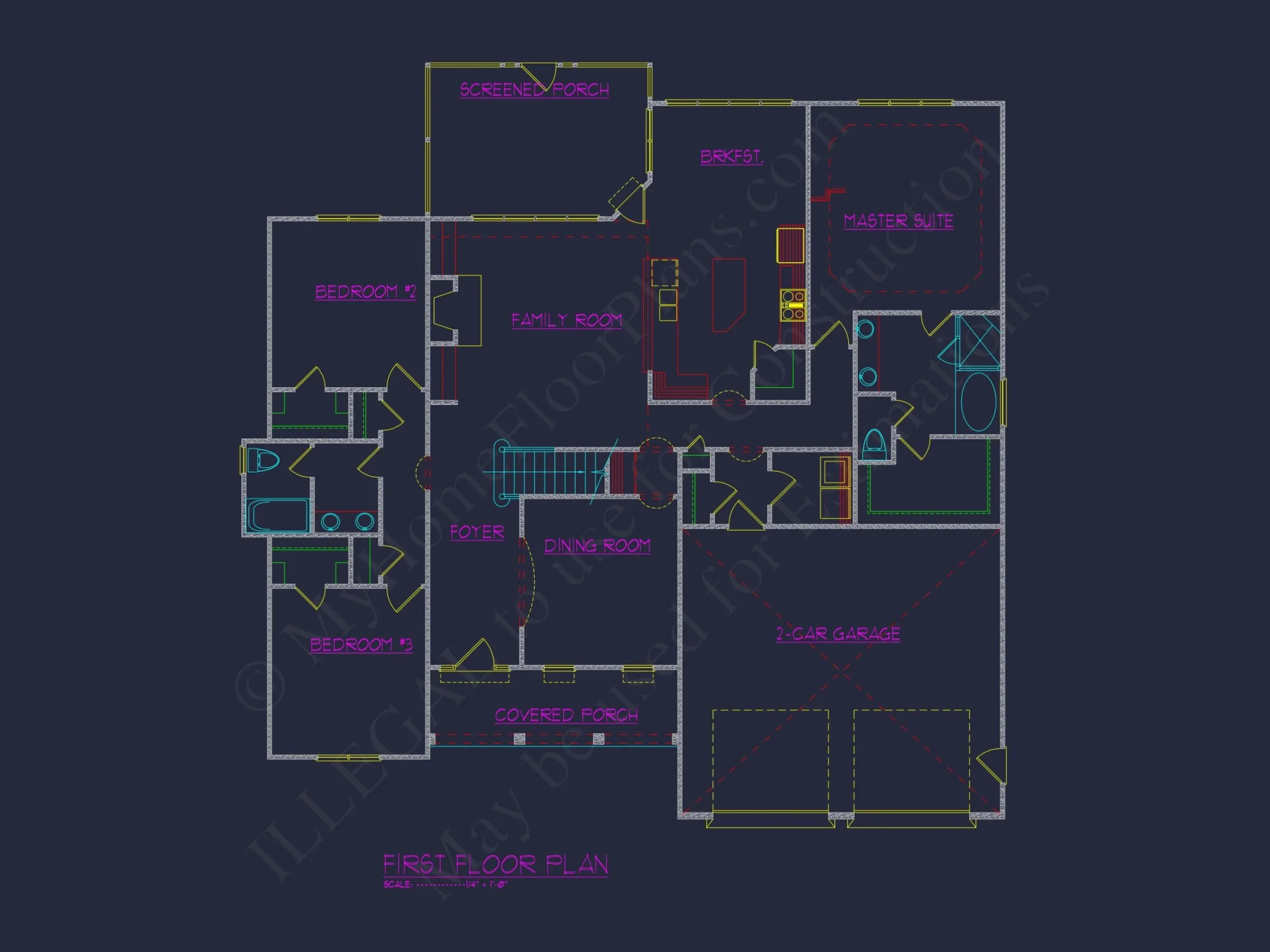 Modern Suburban house Blueprint: 4-Bedroom Floor Plan Designs