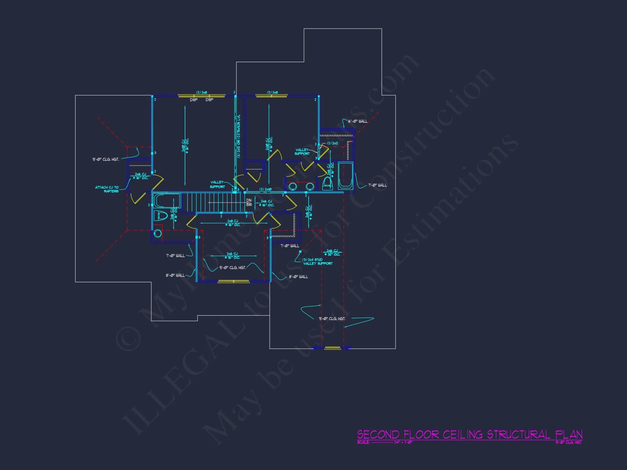 Elegant house Floor Plan with 2-Story Design & CAD Blueprint