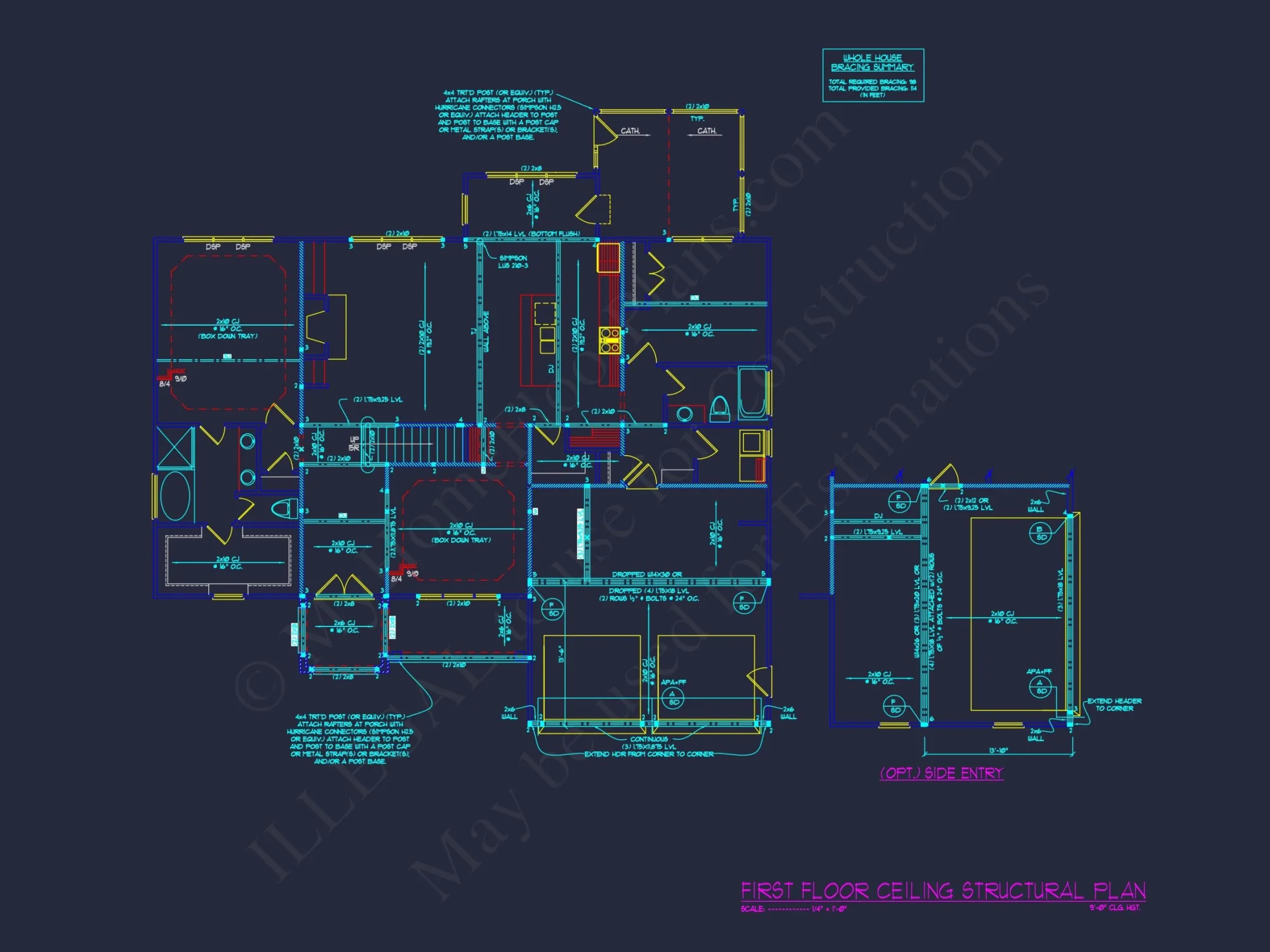 Elegant house Floor Plan with 2-Story Design & CAD Blueprint