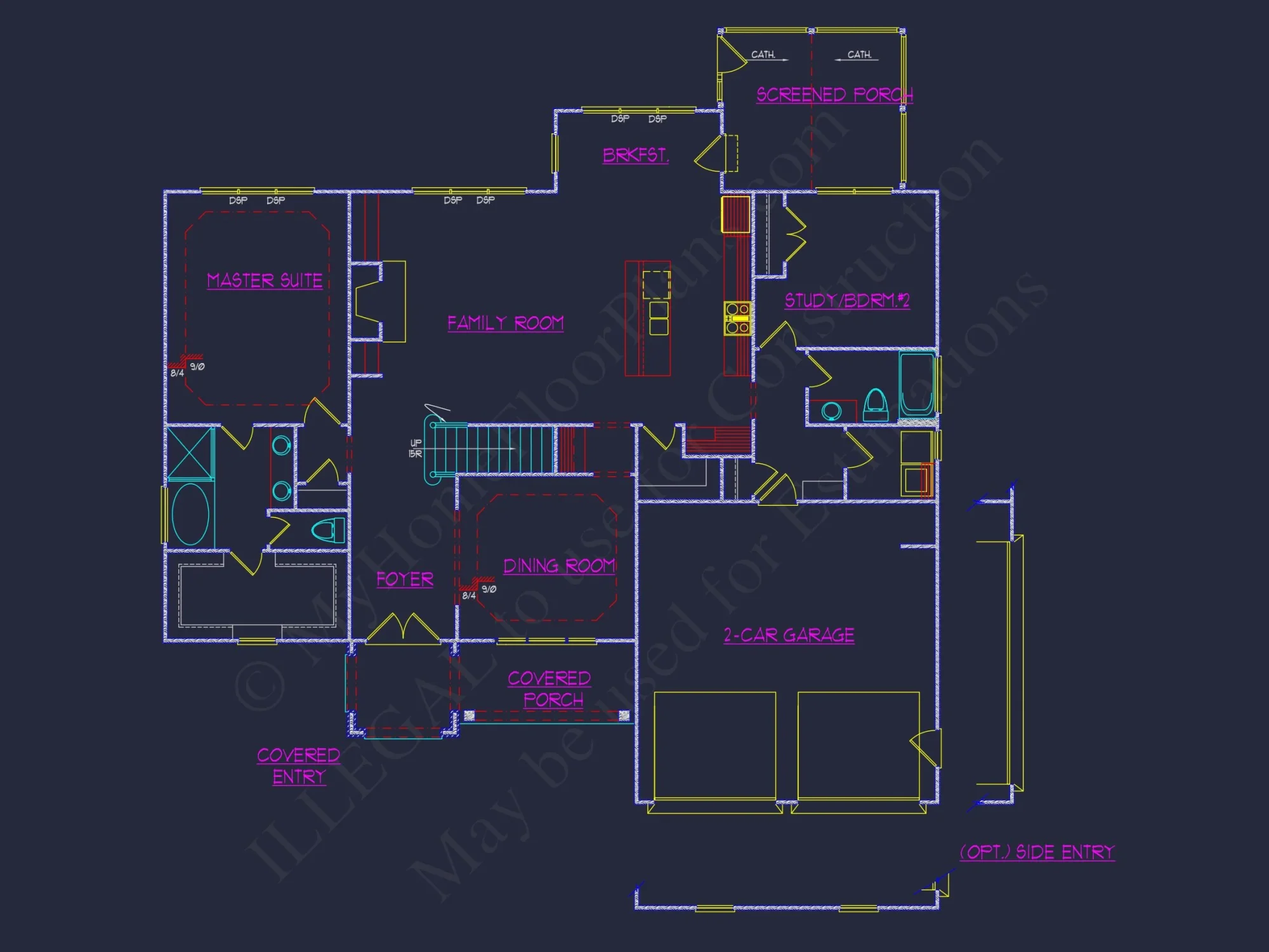 Elegant house Floor Plan with 2-Story Design & CAD Blueprint