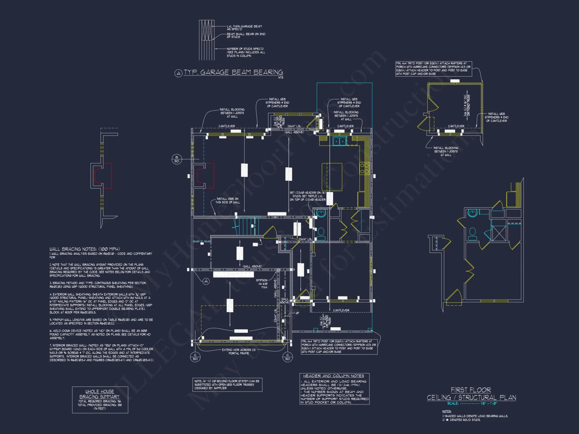 Modern Craftsman house Plan with 2 Floors & Detailed Blueprint