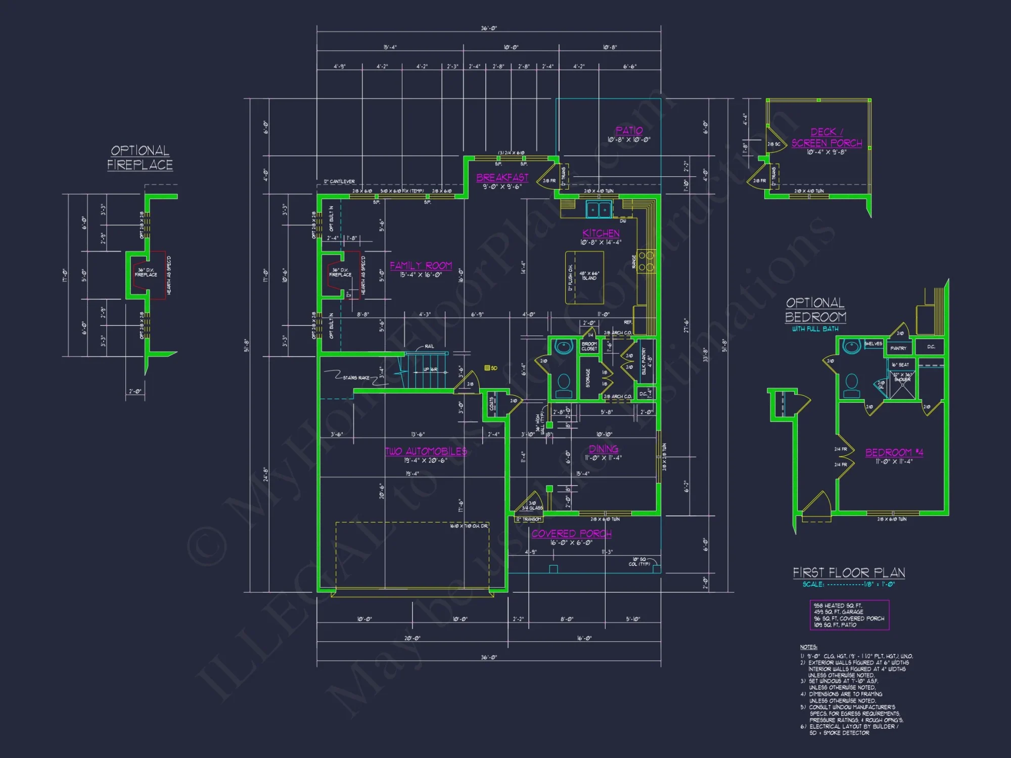 Modern Craftsman house Plan with 2 Floors & Detailed Blueprint
