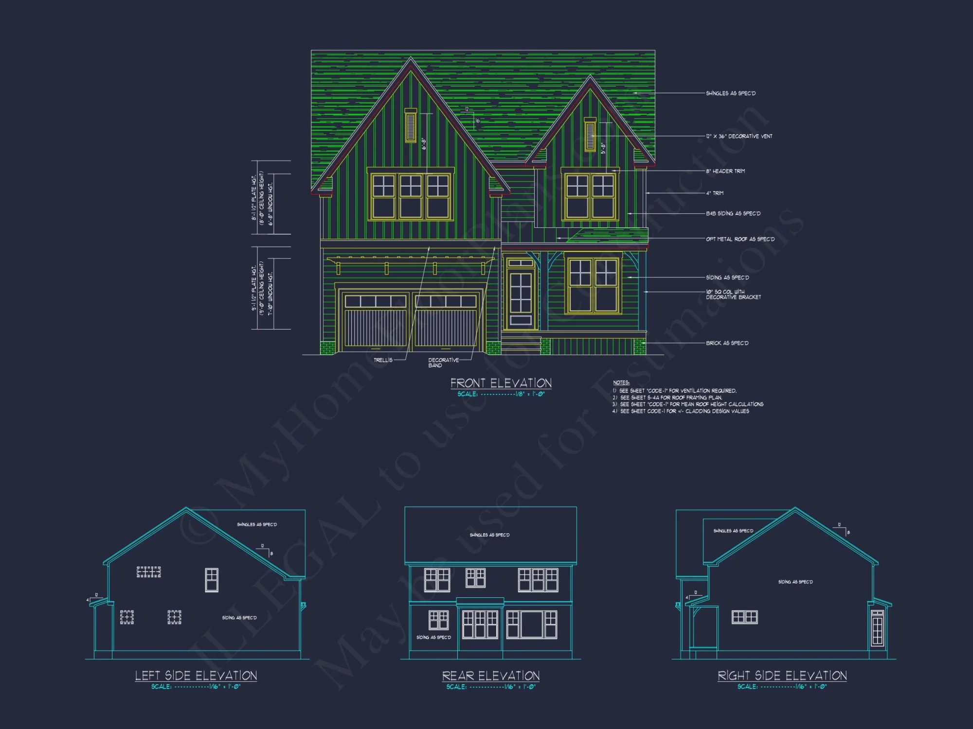 Modern Craftsman house Plan with 2 Floors & Detailed Blueprint