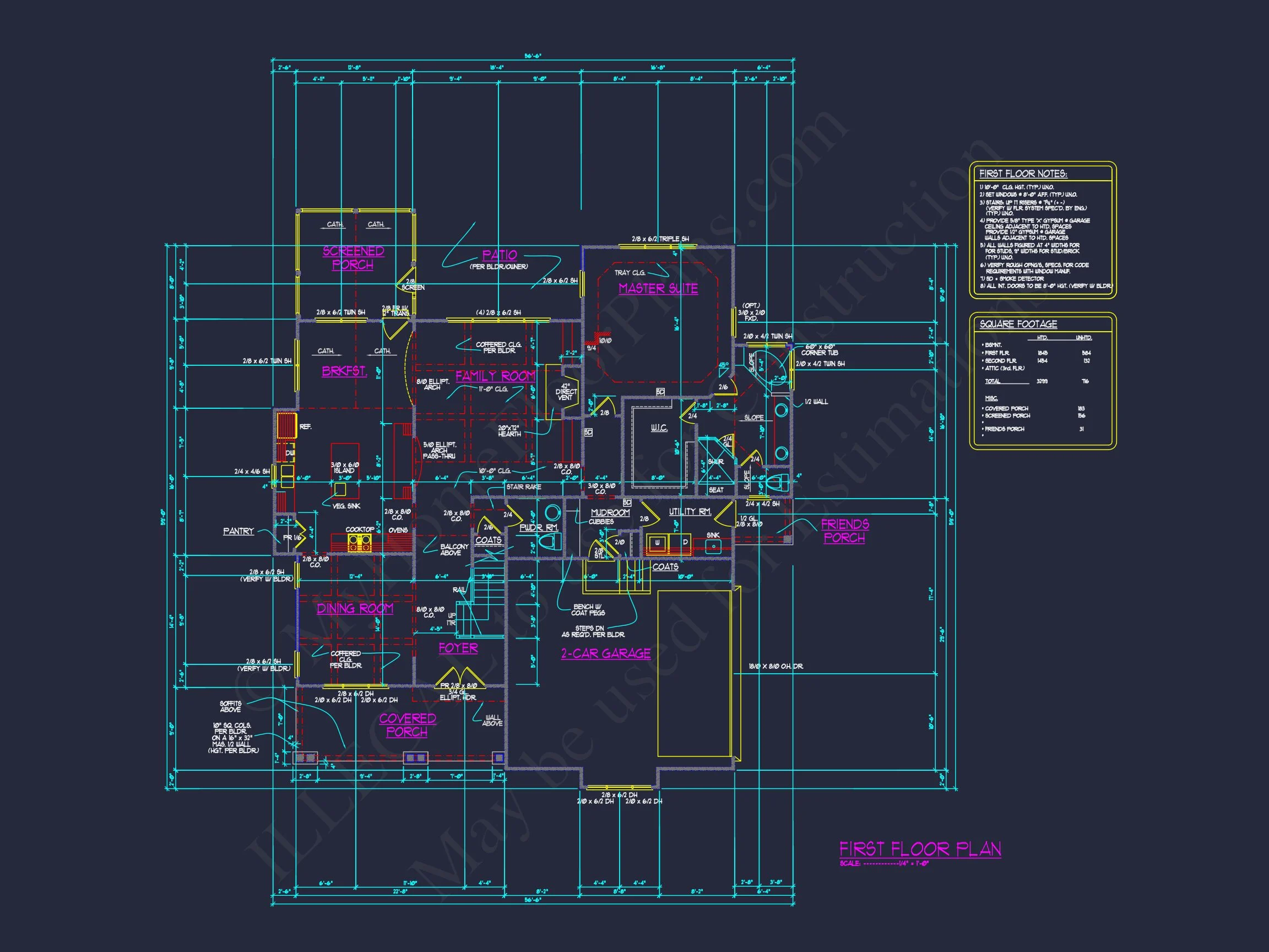 Traditional house Design with Blueprints and CAD Floor Plans