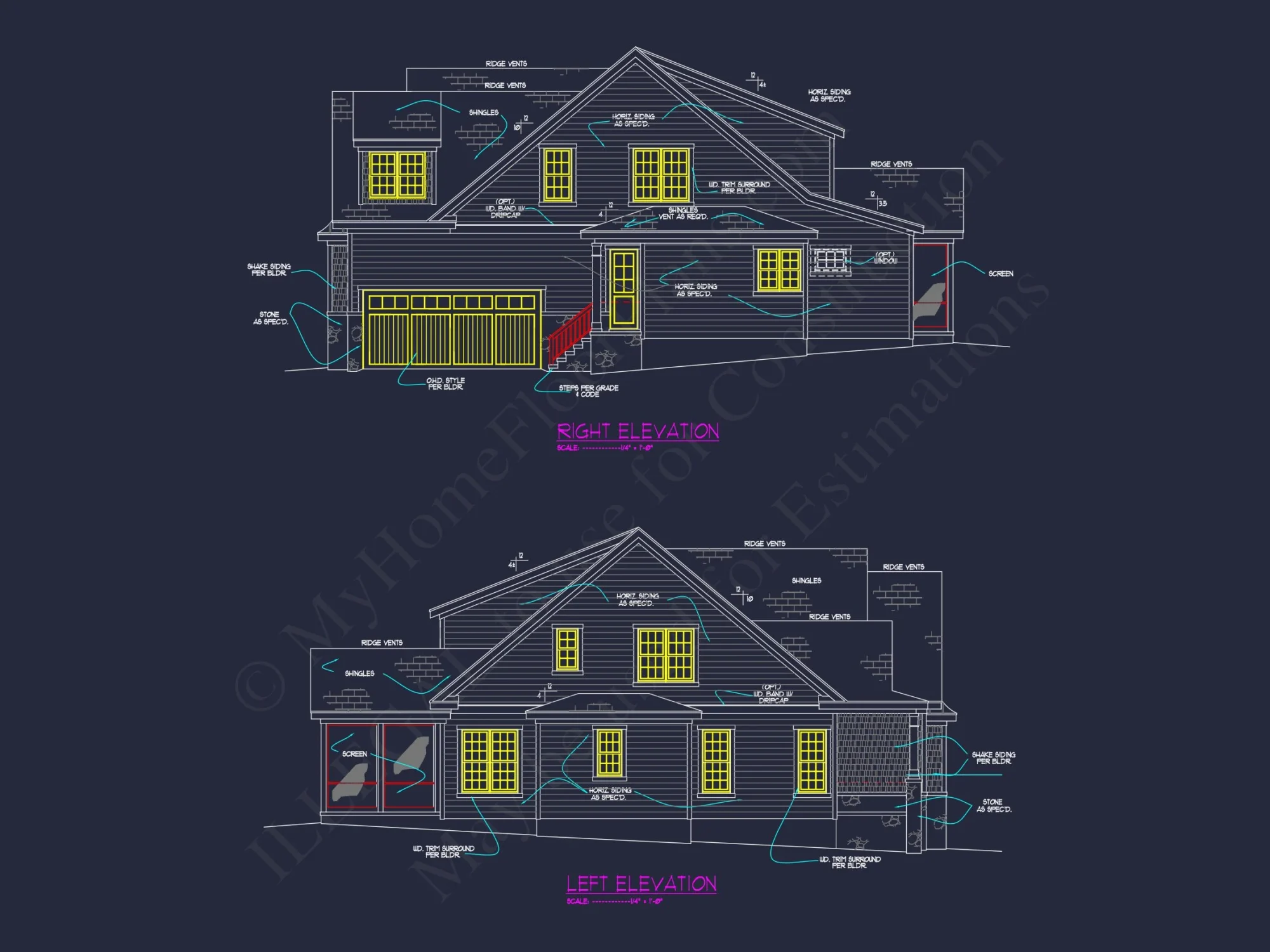 Traditional house Design with Blueprints and CAD Floor Plans