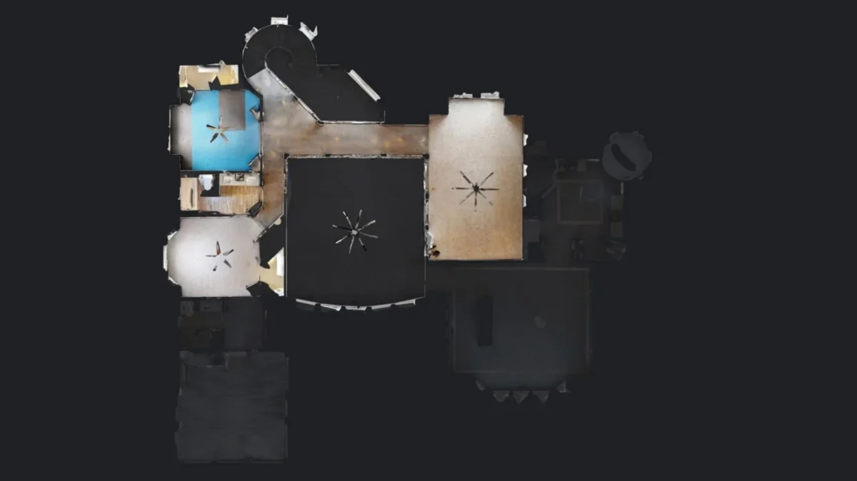 "Blueprint of a luxury house floor plan featuring multiple rooms and architectural design details"