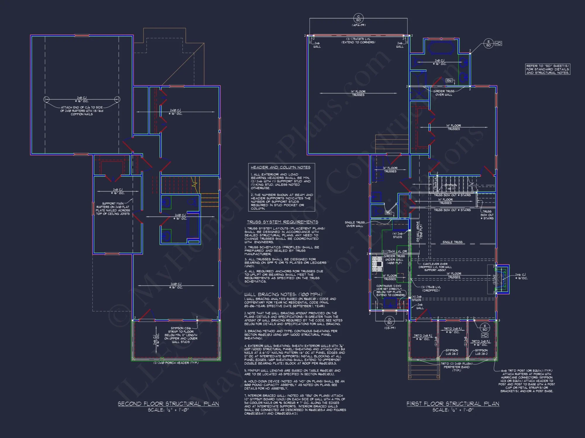 Elegant Craftsman house Plan with Floor Plans and CAD Designs
