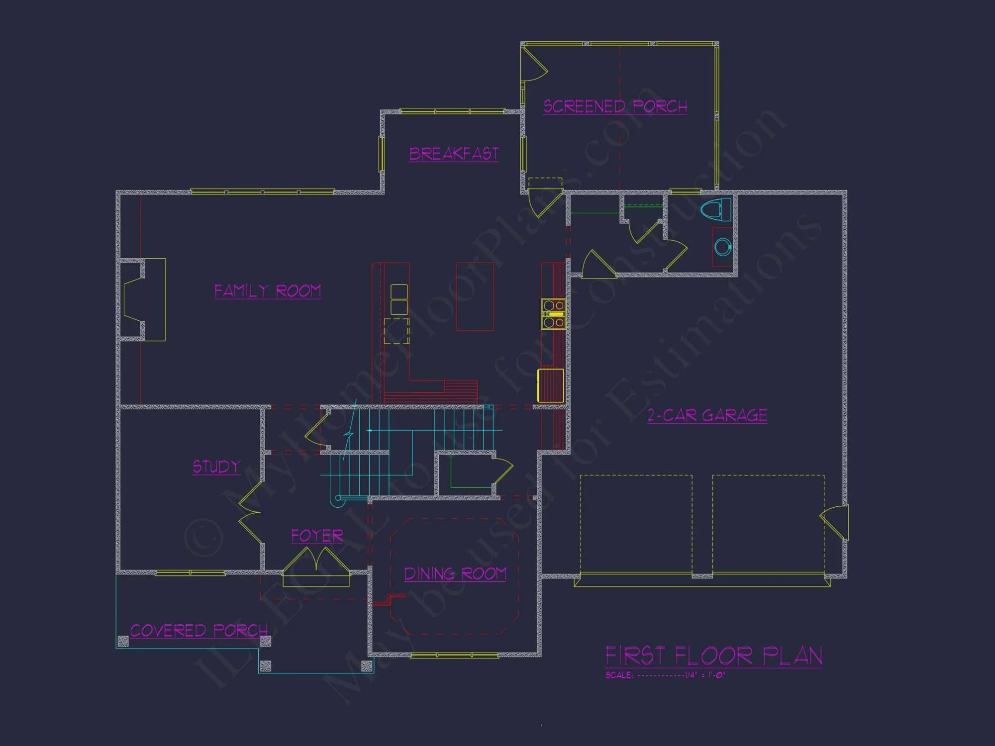 Charming house Floor Plan with 4 Bedrooms, 3.5 Baths & CAD Designs