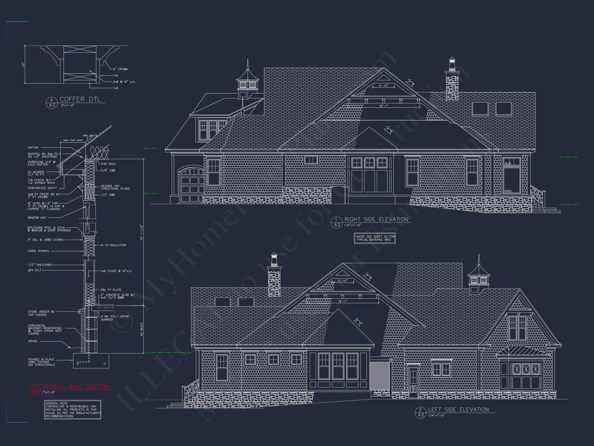 Coastal Craftsman house Plan: 4-Bed, 3-Bath Floor Plan Blueprint