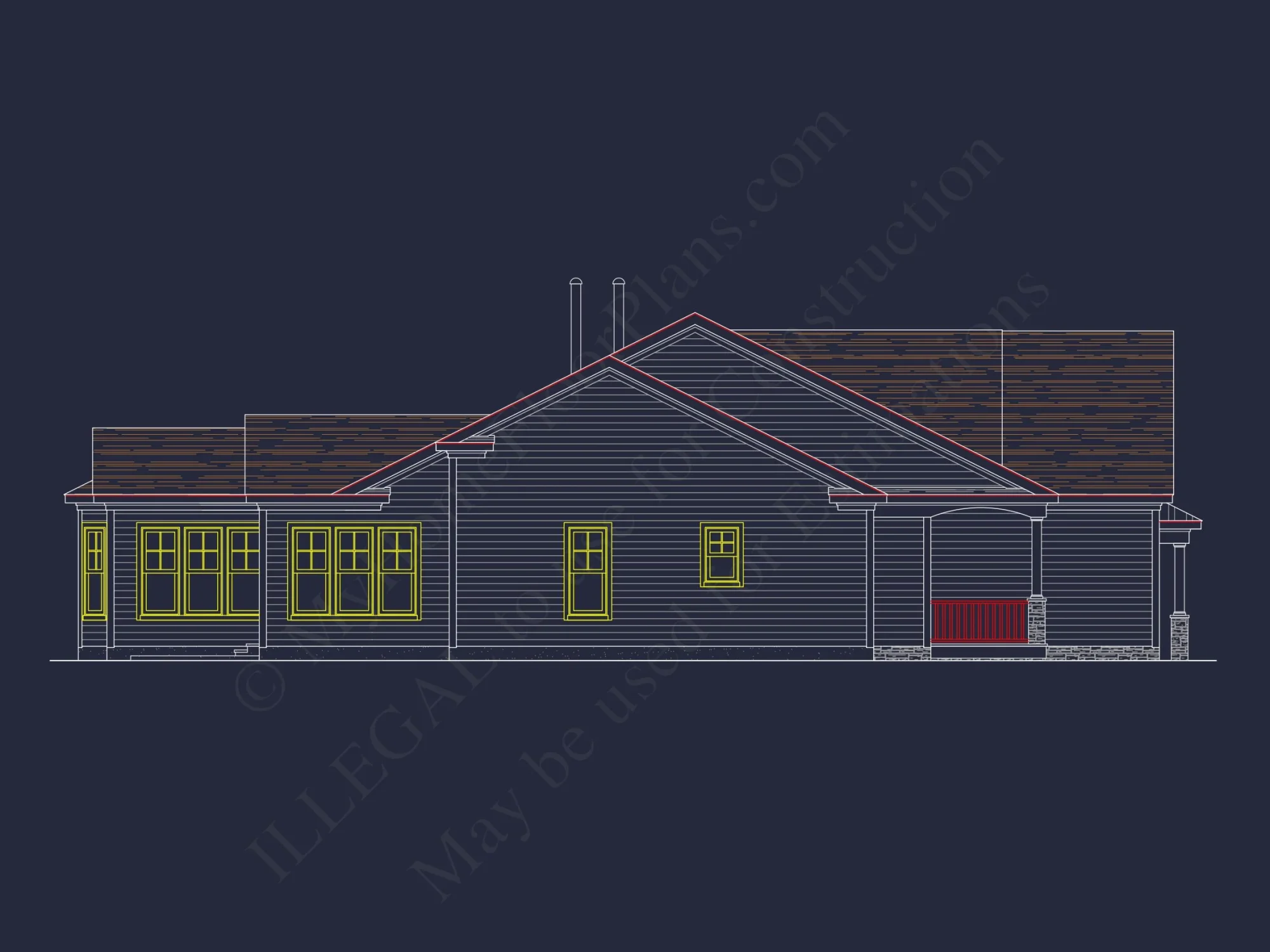 Craftsman house Plan with 1.5 Floors
